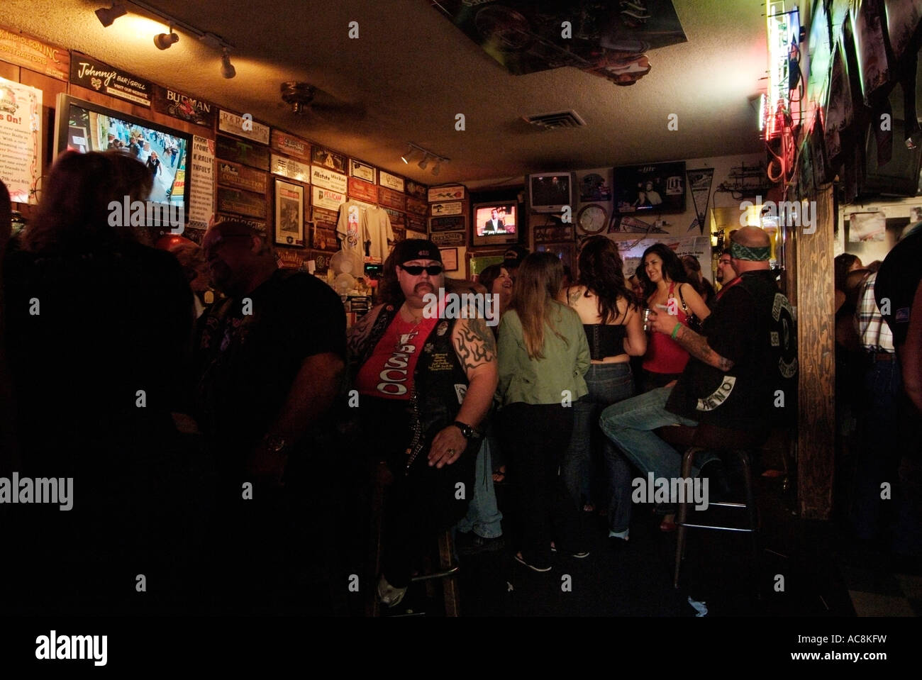 Bikers inside of Johnny's Bar during the Annual Independence Motorcycle