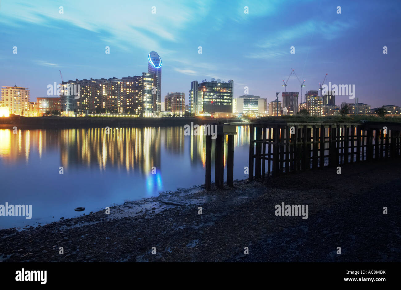 new riverside residential apartment buildings on River Thames in London