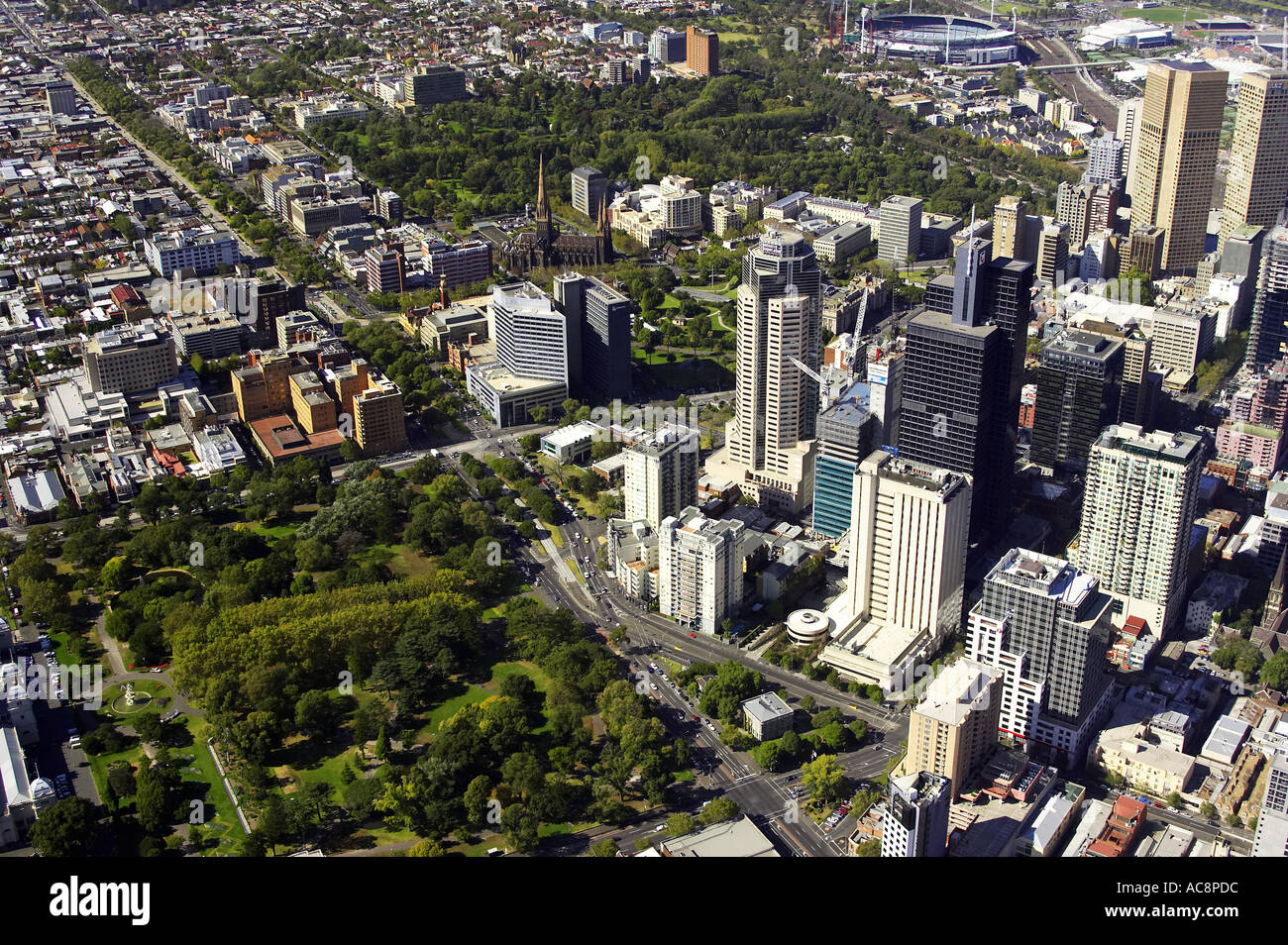 Carlton Gardens South and Melbourne CBD Victoria Australia aerial Stock