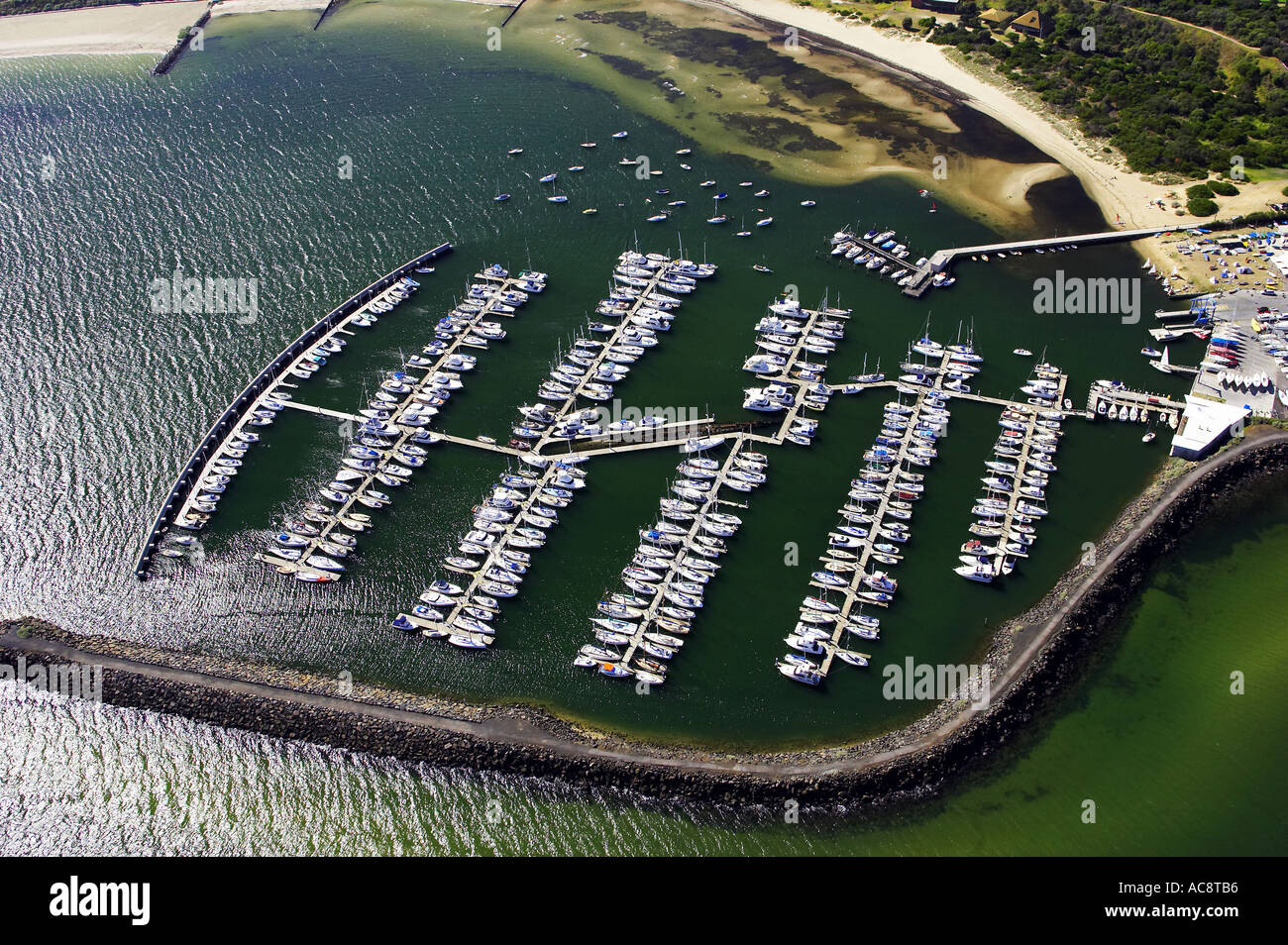 World War One Submarine Wreck centre and Marina Picnic Point Sandringham Port Phillip Bay Melbourne Victoria Australia Stock Photo