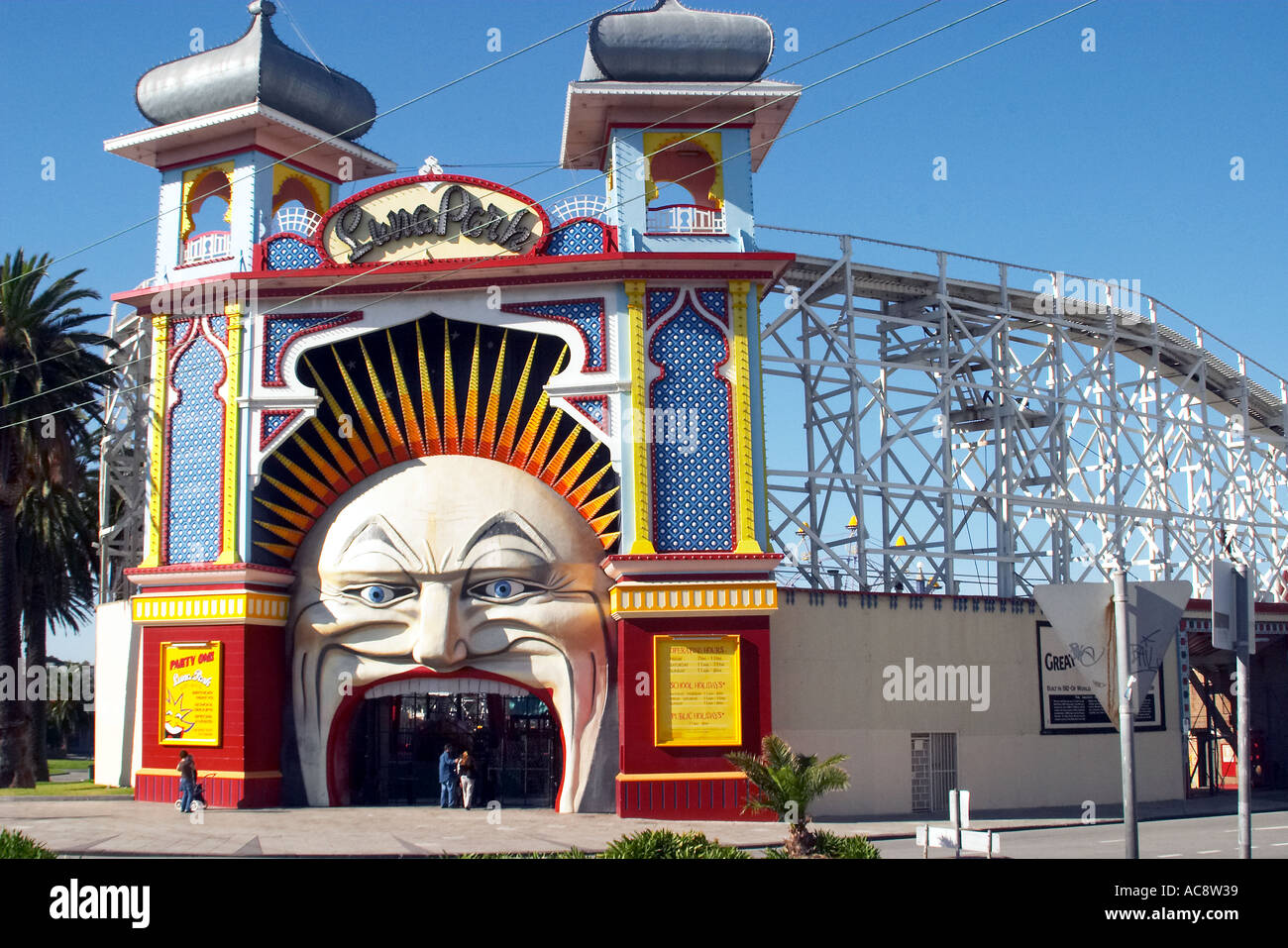 Entrance Gate to Luna Park St Kilda Melbourne Victoria Australia Stock