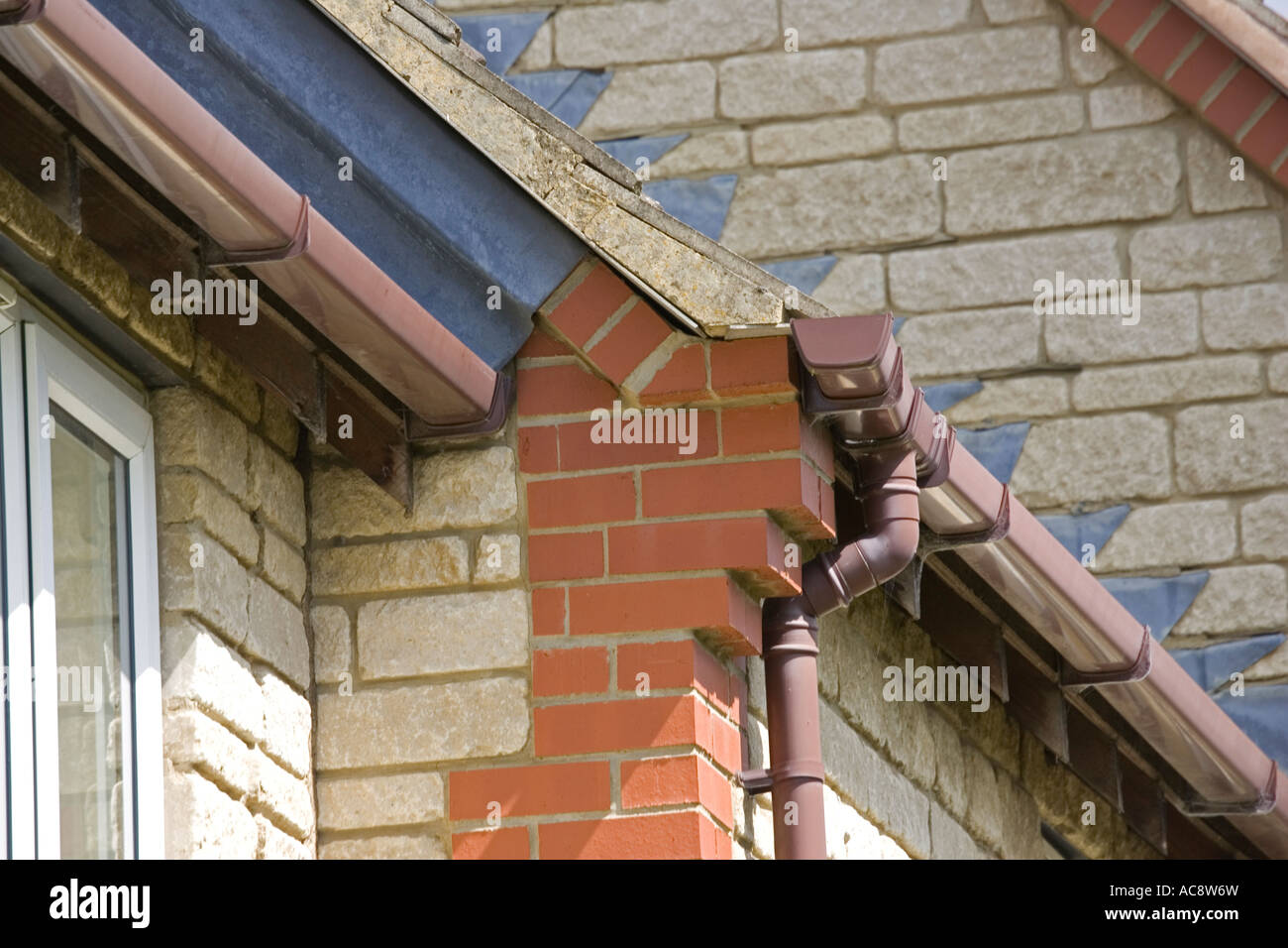 Corbelling or brickwork corbels at gable corners of house Woodmancote UK Stock Photo Alamy