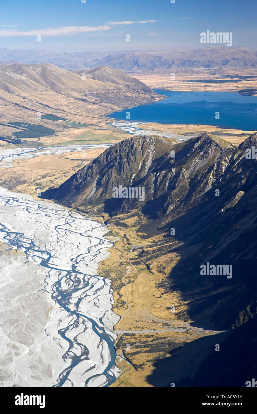 Hopkins River Ram Hill centre and Lake Ohau South Island New Zealand ...