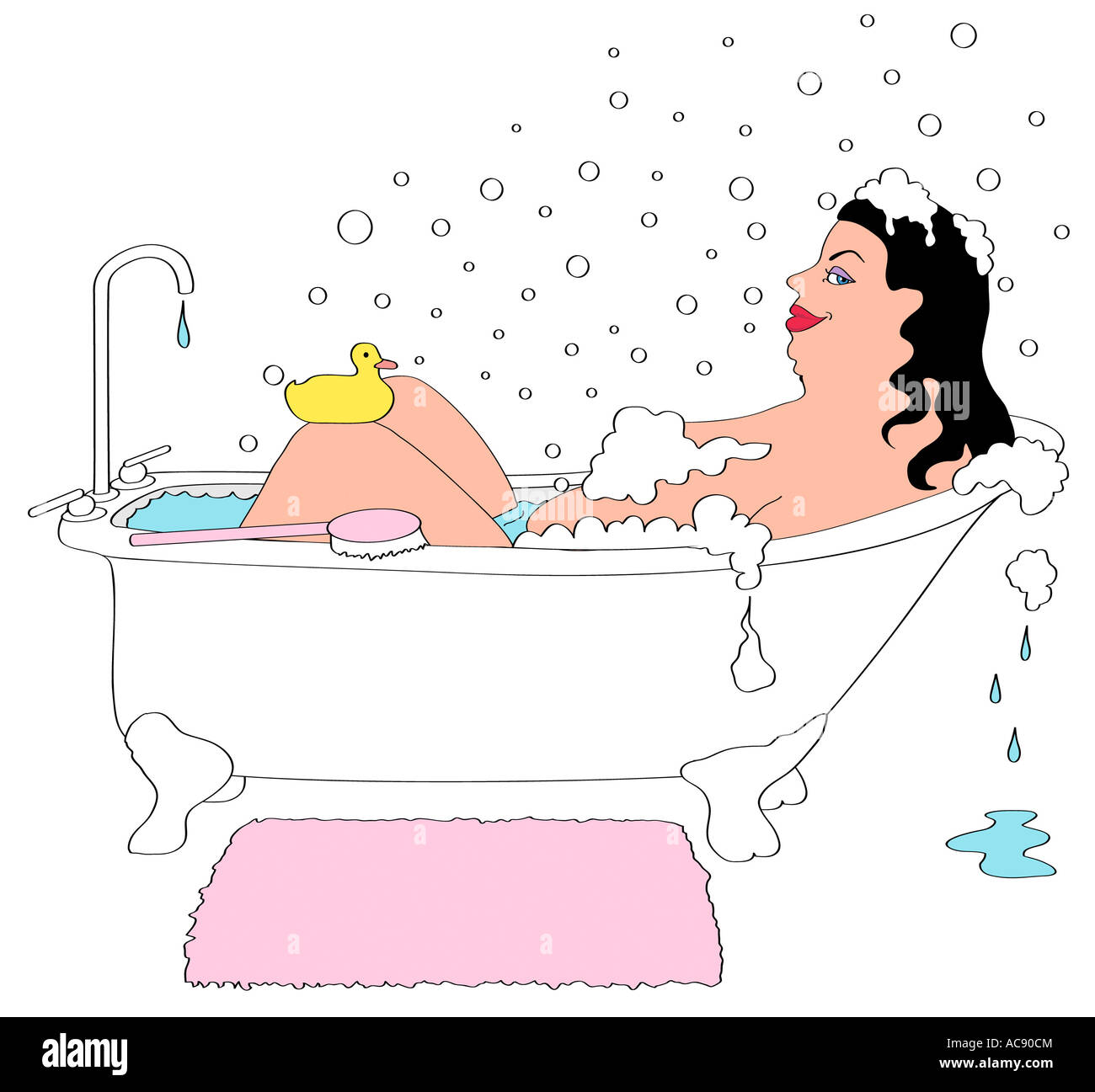 The Bubble Bath Linda Braucht (b.20th C. American) Computer graphics Stock Photo