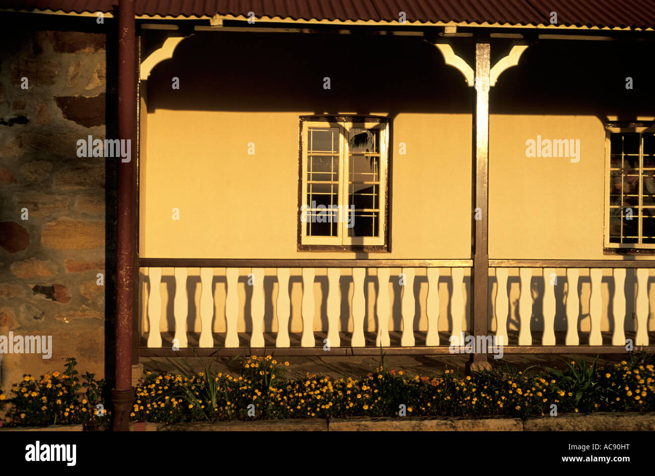 Closeup of verrandah of restored hospital building at Rorkes Drift