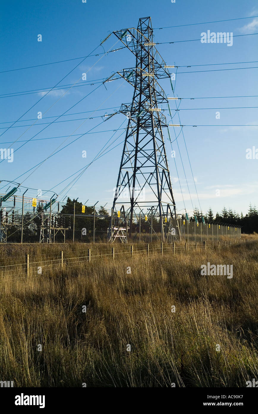 dh Achkeepster substation ELECTRICITY CAITHNESS Hydro Electric pylon electrical uk energy supply scottish power national grid electricity lines Stock Photo