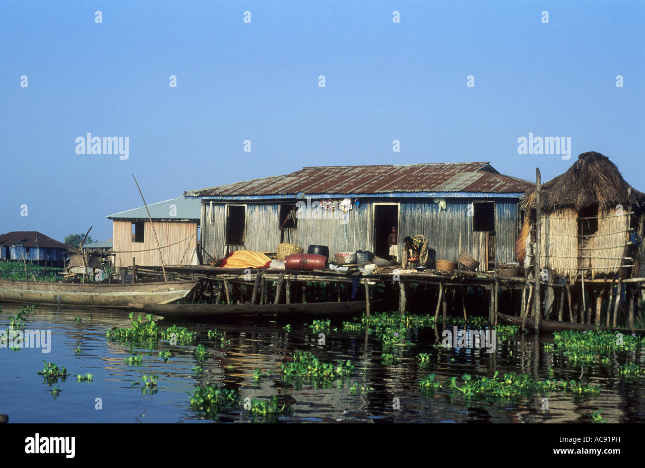 Houses on stilts in Ganvie; Benin Stock Photo