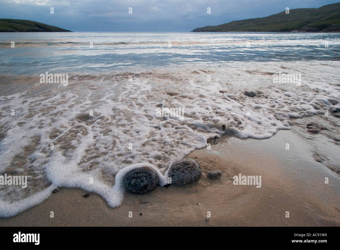 The Western beach of the isthmus on Vatersay, Outer Hebrides Stock Photo