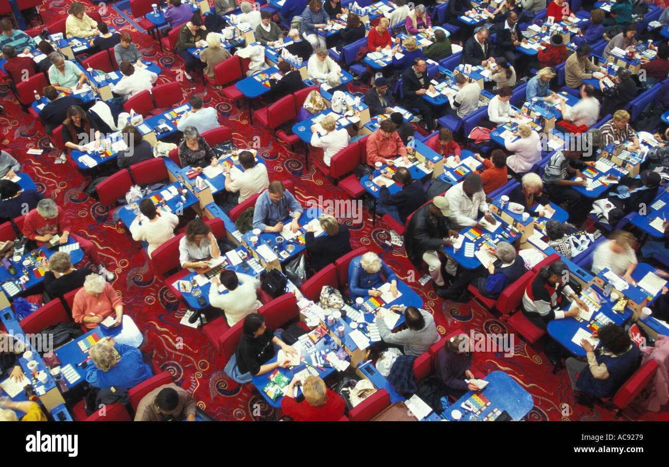 aerial view of a bingo hall in London as bingo players get down to a game Stock Photo Alamy