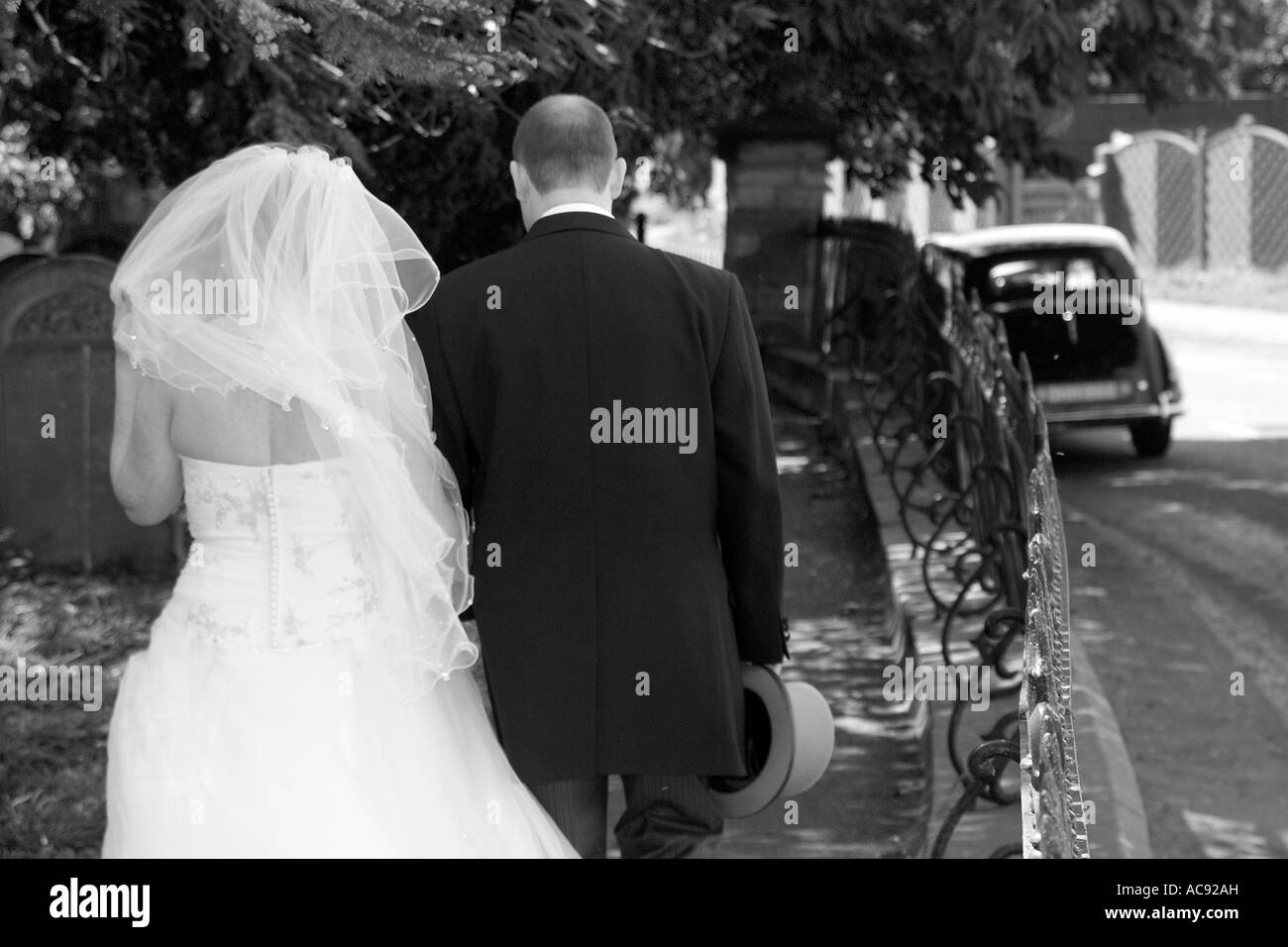 bride and groom in black and white Stock Photo