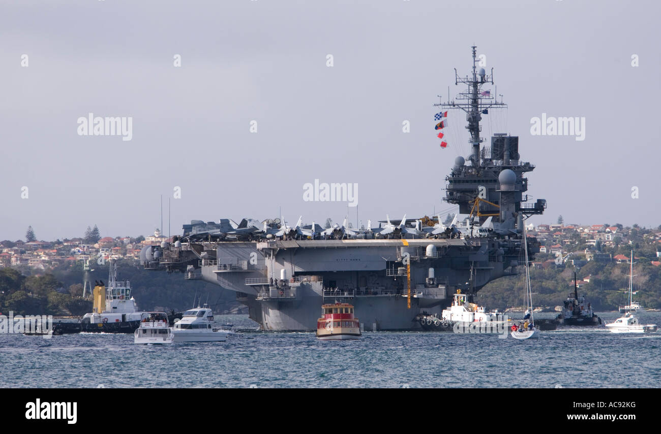 The American Aircraft Carrier USS Kitty Hawk visiting Sydney Australia