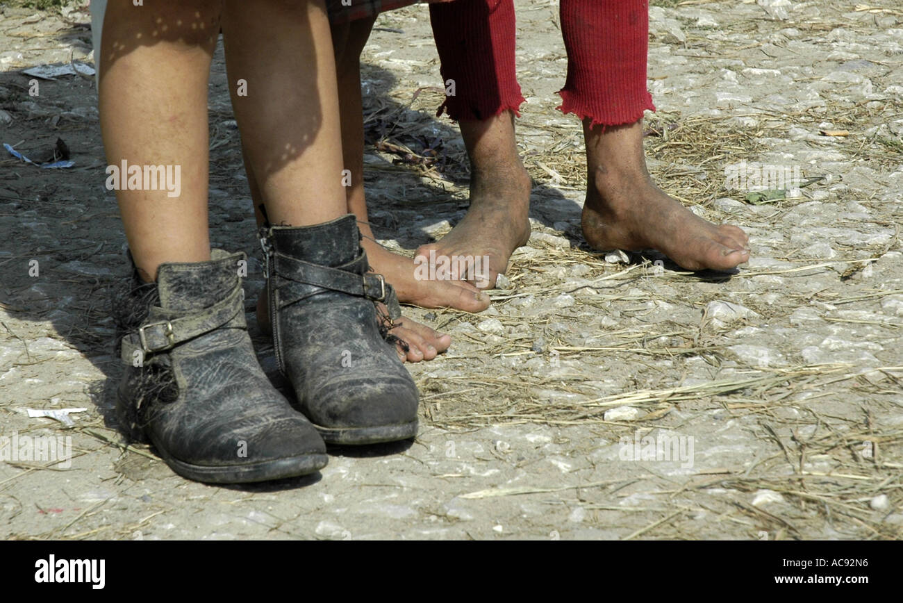 childrens feet, Romania Stock Photo