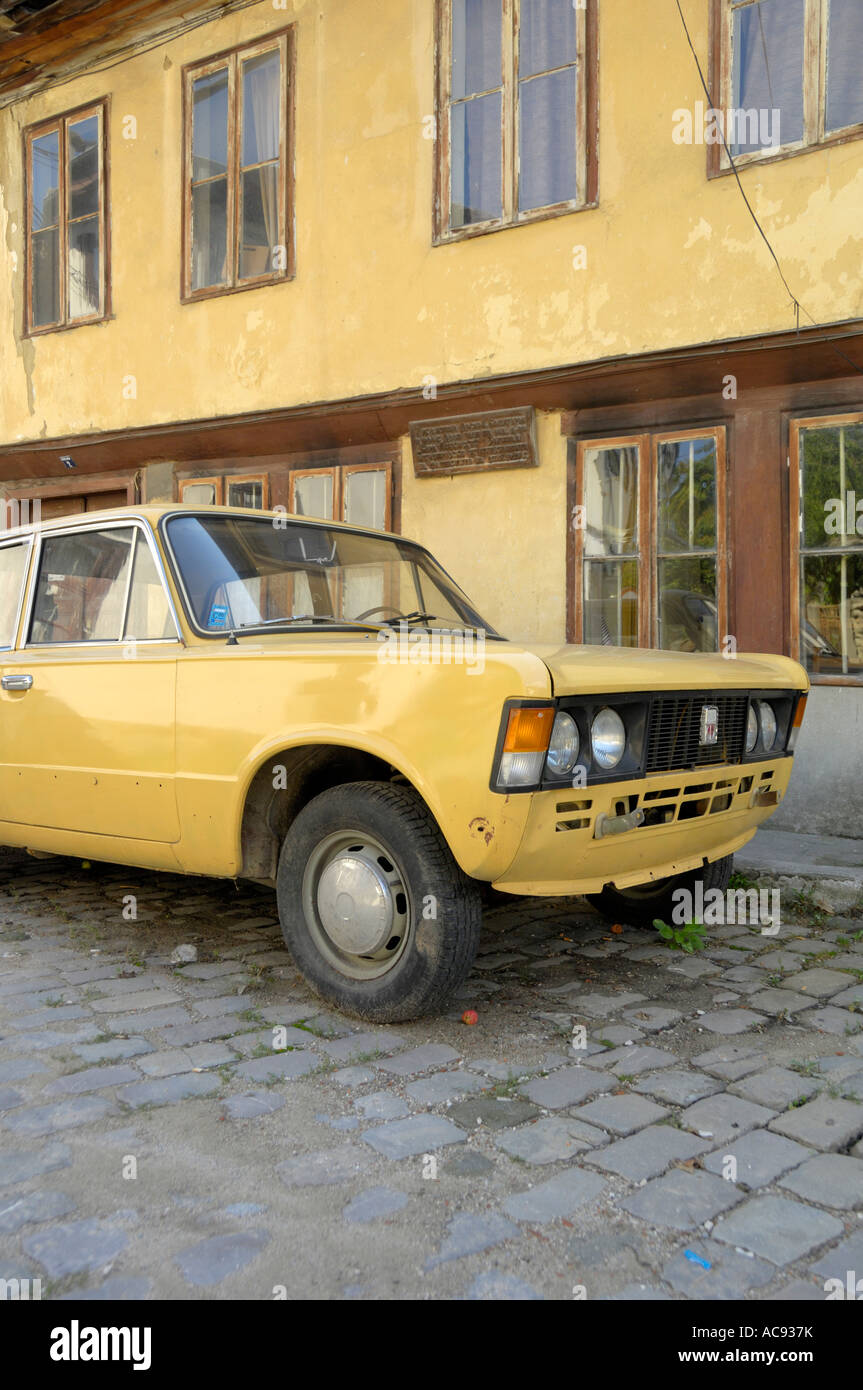 Old yellow Lada car Tryavna Bulgaria East Europe Stock Photo