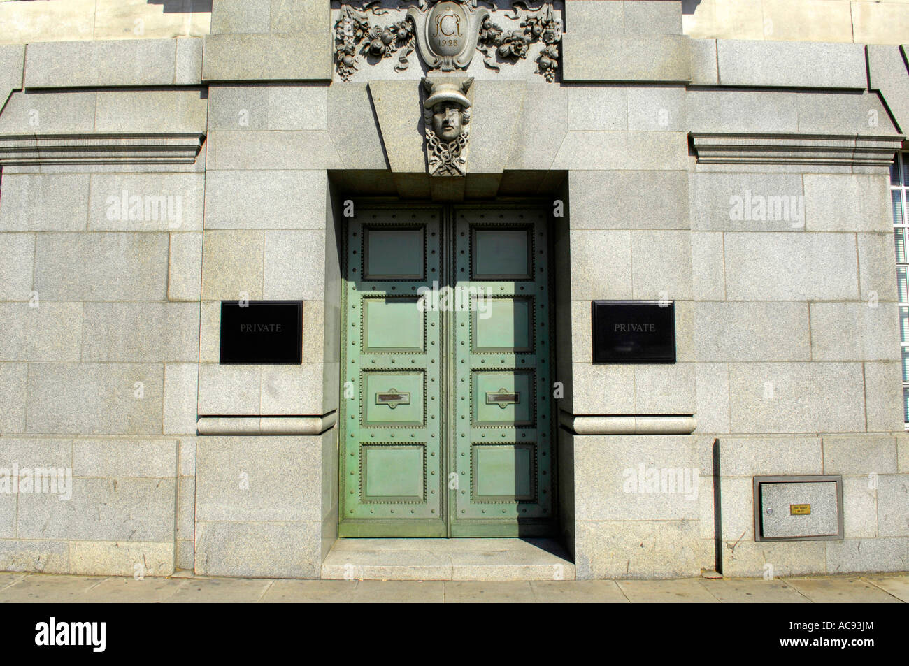 Thames House London headquarters of MI5 espionage doors building architecture secret services Stock Photo