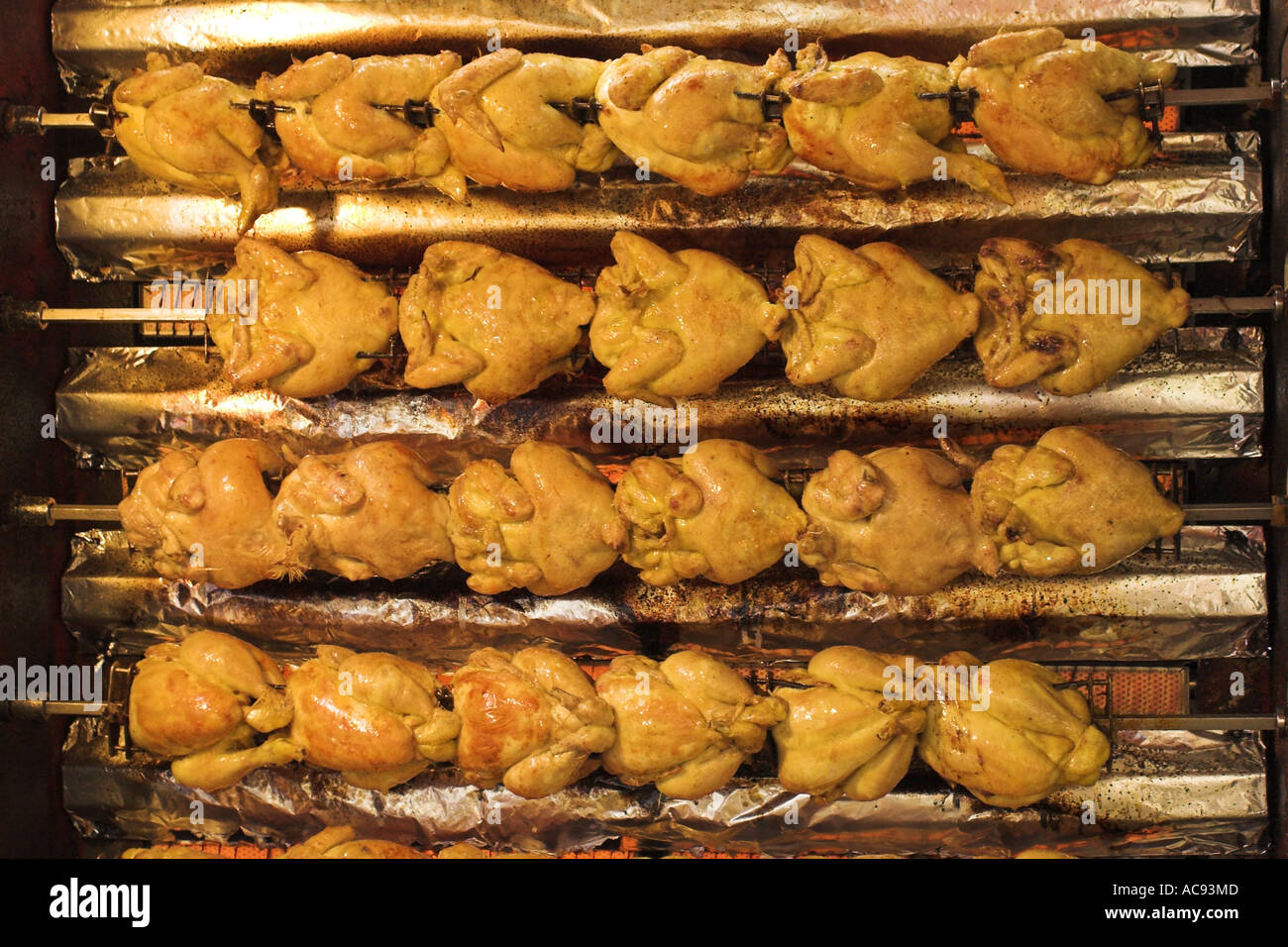 roasted chickens, France, Provence Stock Photo Alamy