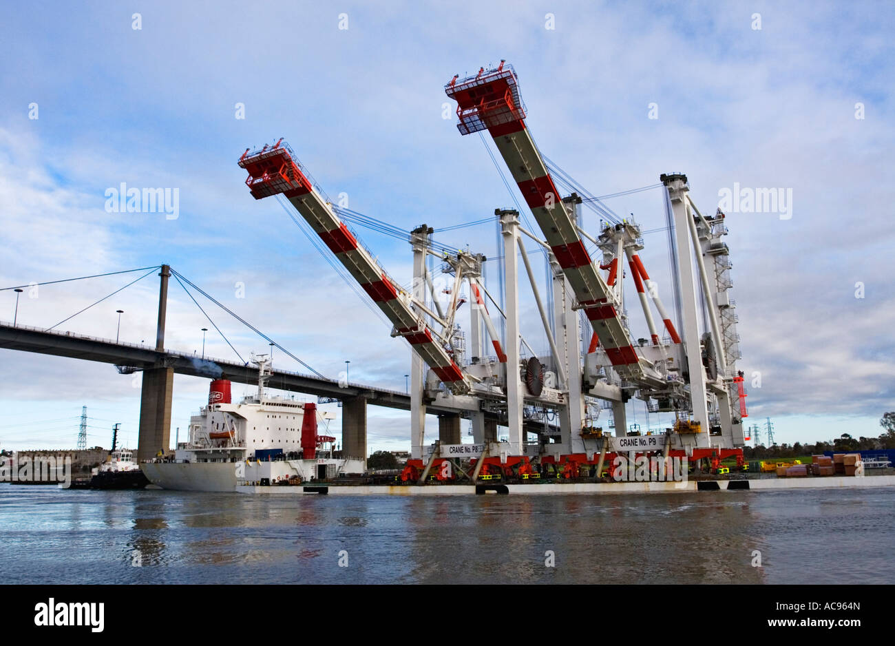 Shipping Industry / Two giant Container Gantry Cranes arrive in the
