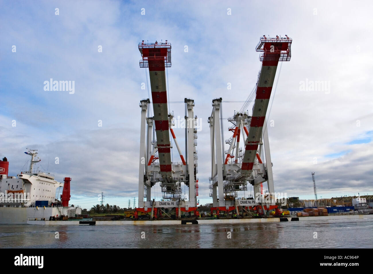 Shipping Industry / Two Giant Container Gantry Cranes,arrive in the
