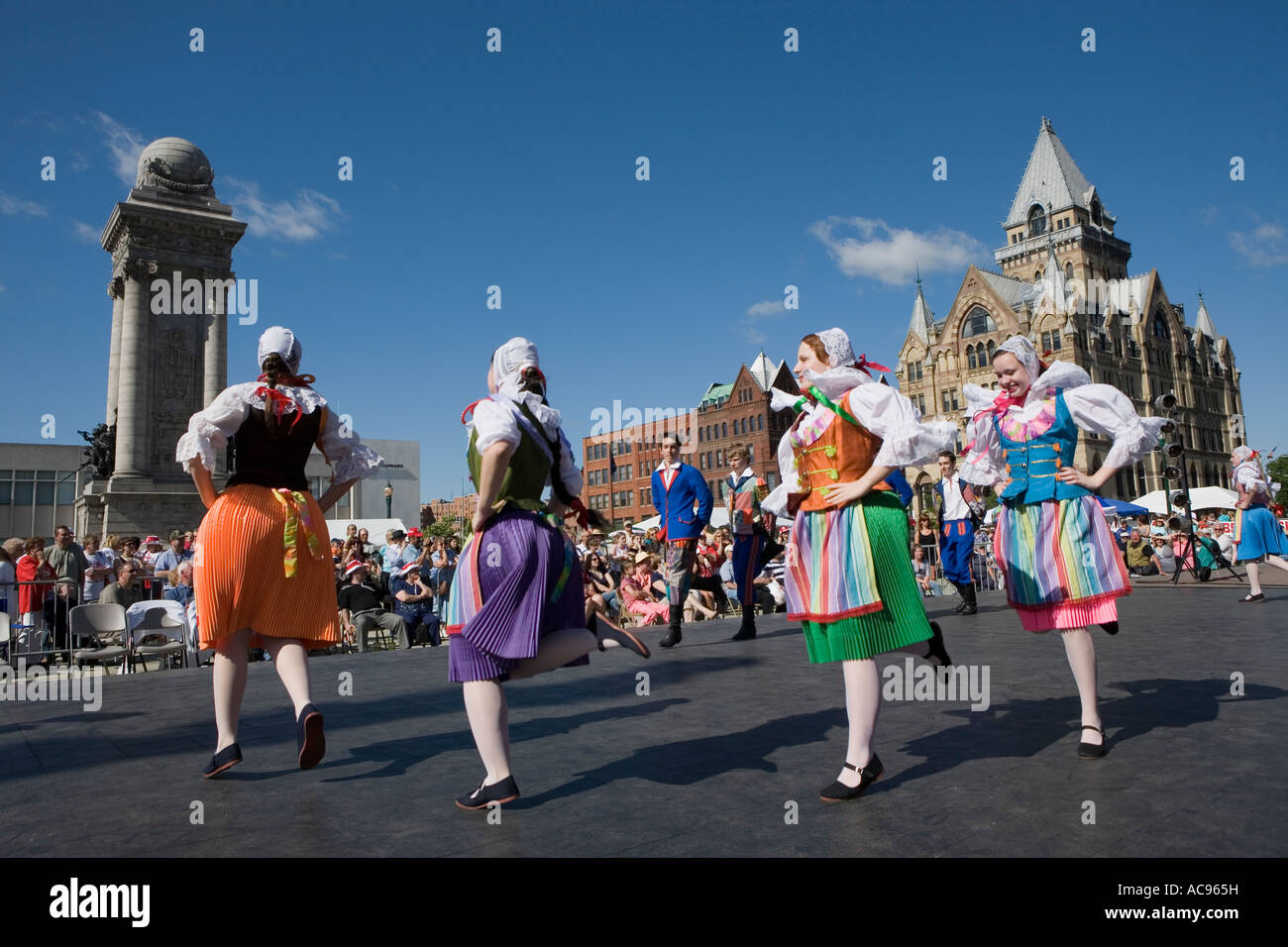 Traditional folk dancing troupe performing at Polish Festival in