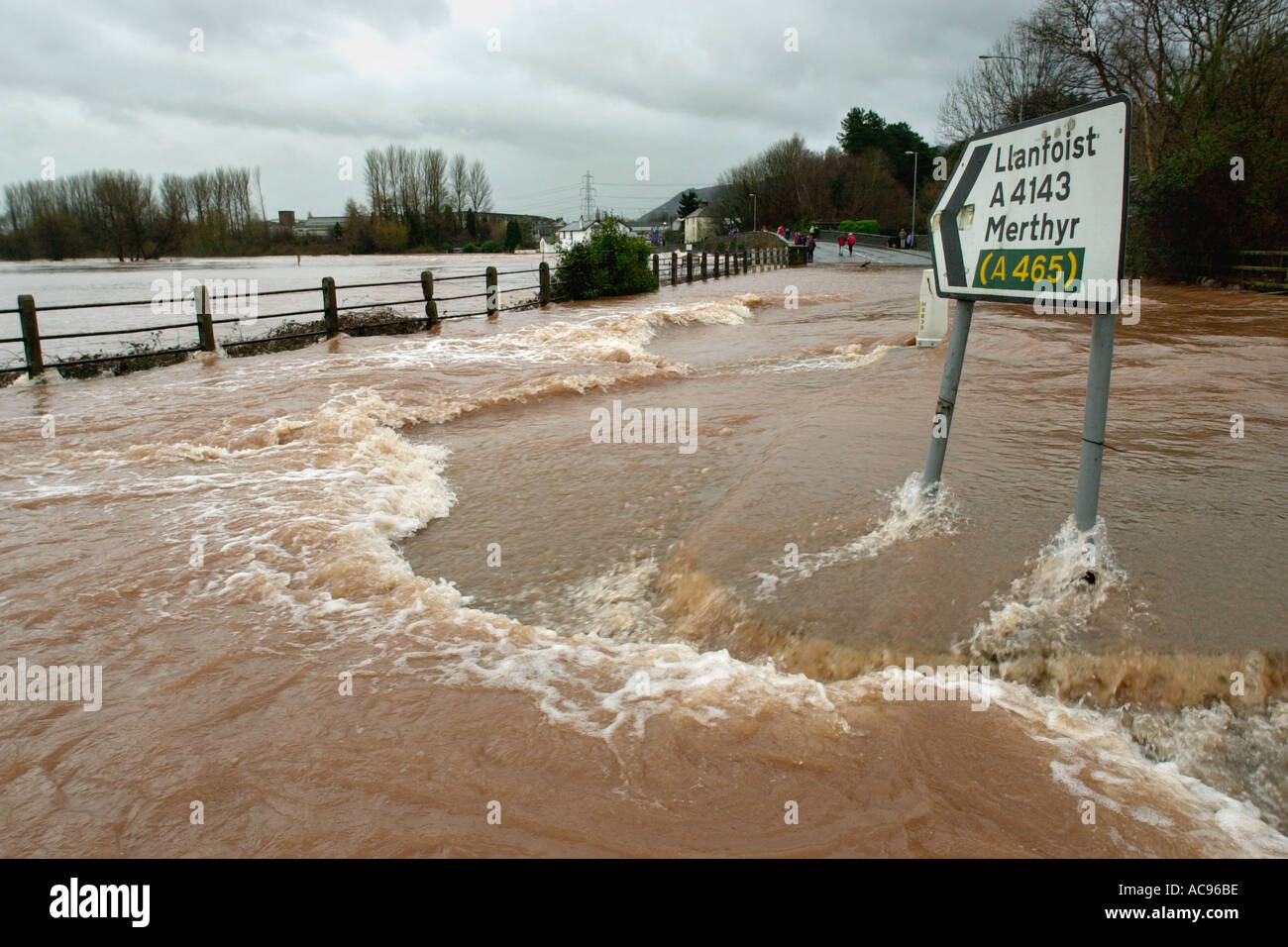 Welsh road sign flood hi-res stock photography and images - Alamy