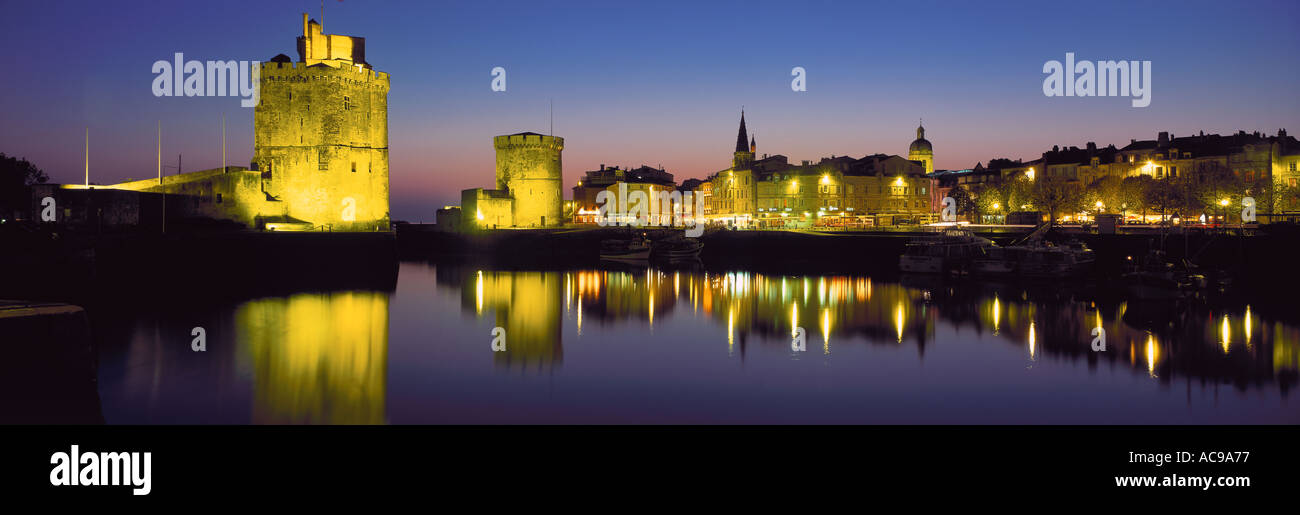 The harbour at night La Rochelle Brittany France Stock Photo