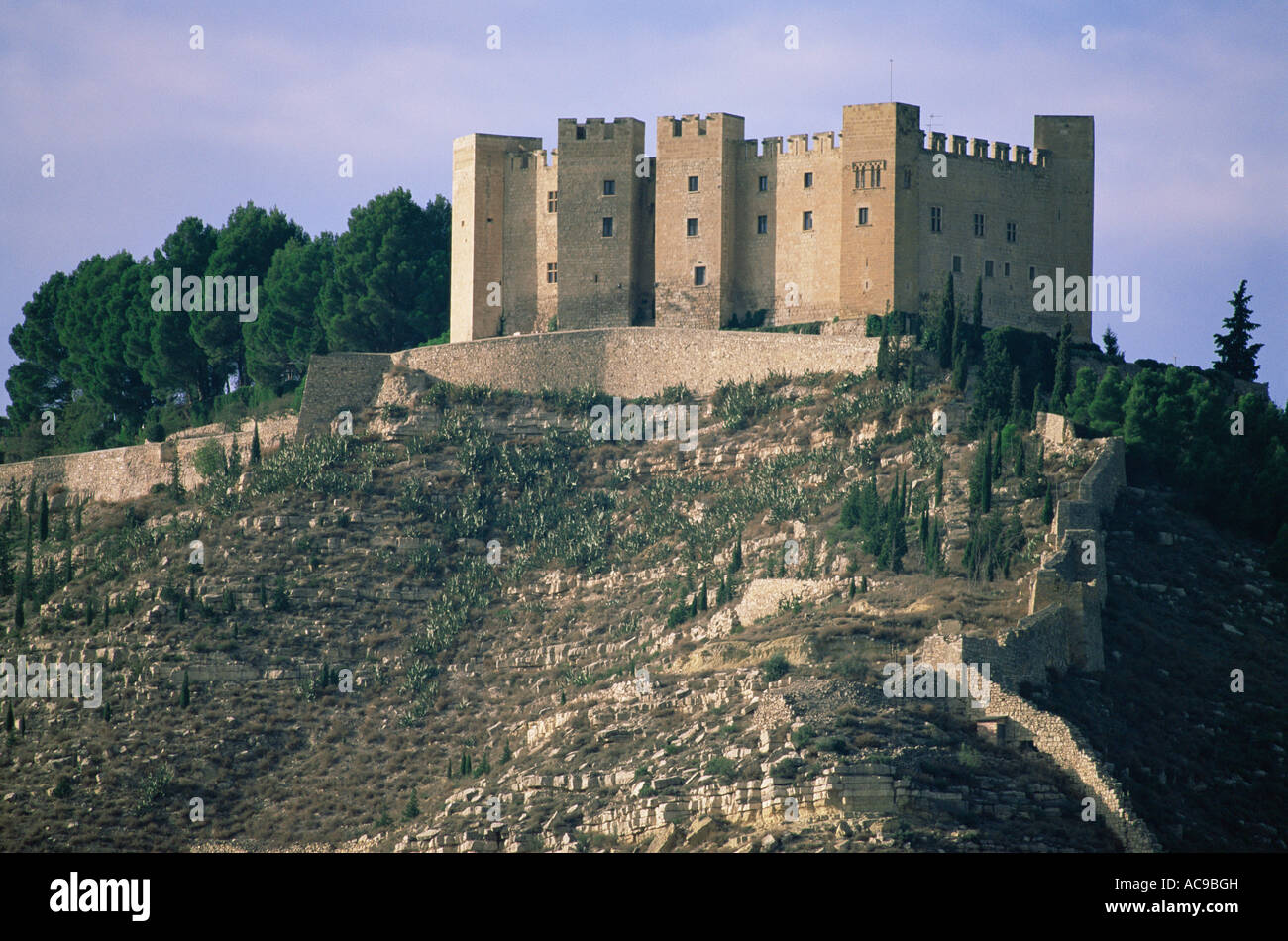 Mequinenza 16th century castle built on hilltop Zaragoza Spain Stock Photo