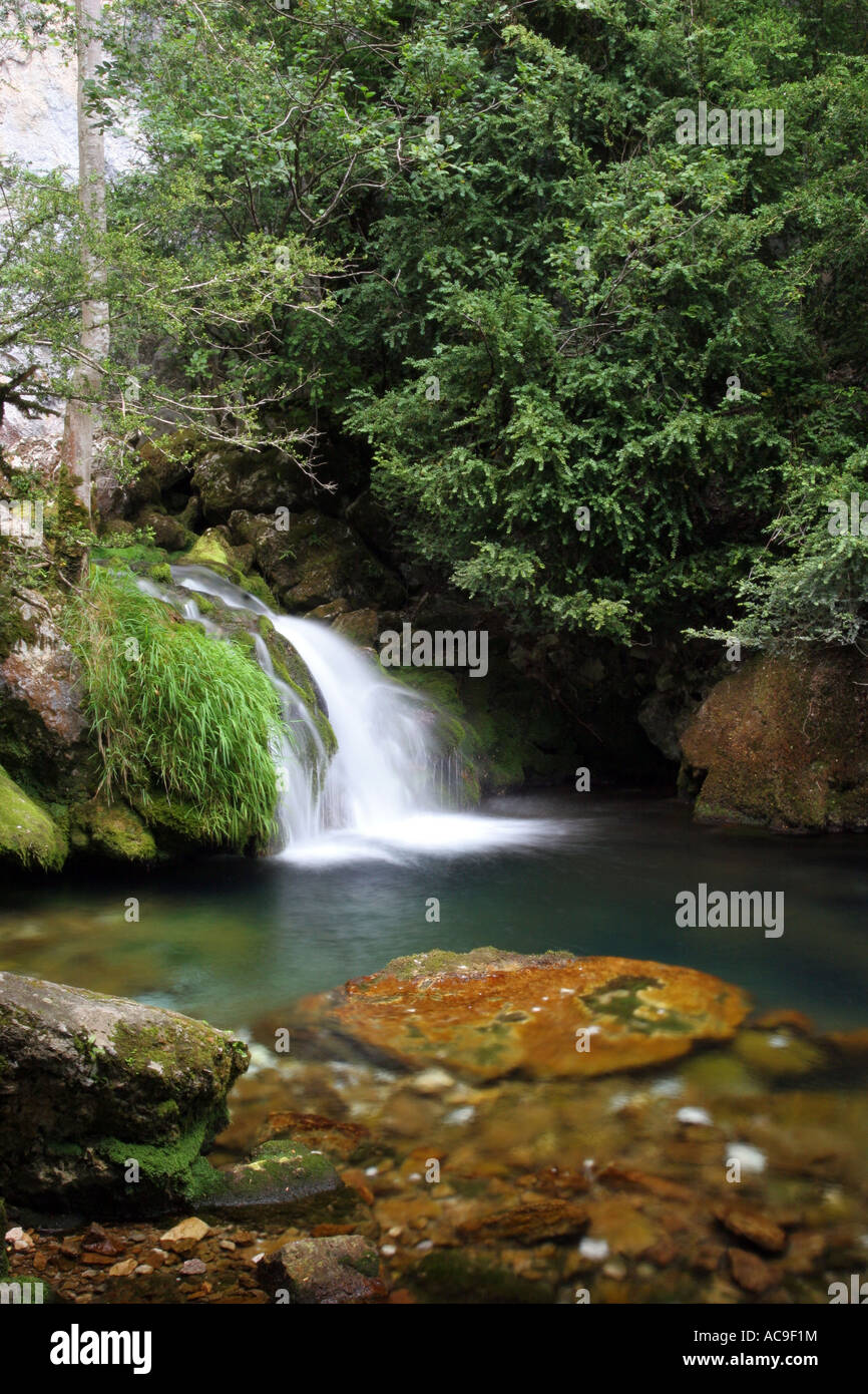 Cascade Flowing from the Grotte de Choranche Vercors Regional Natural Park France Stock Photo