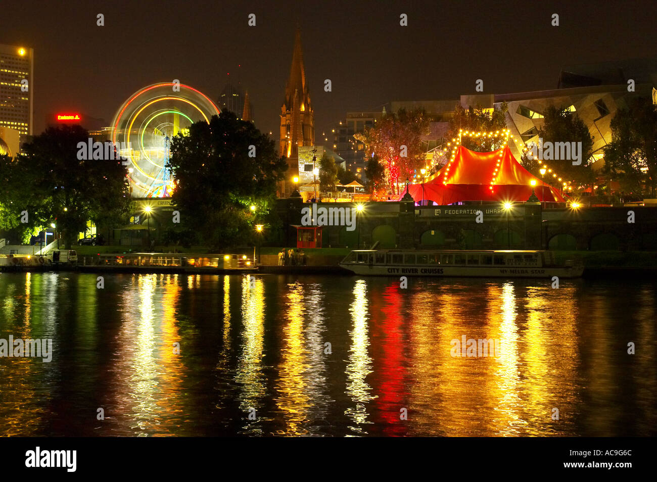 Yarra River Ferris Wheel and Big Top Federation Square and CBD