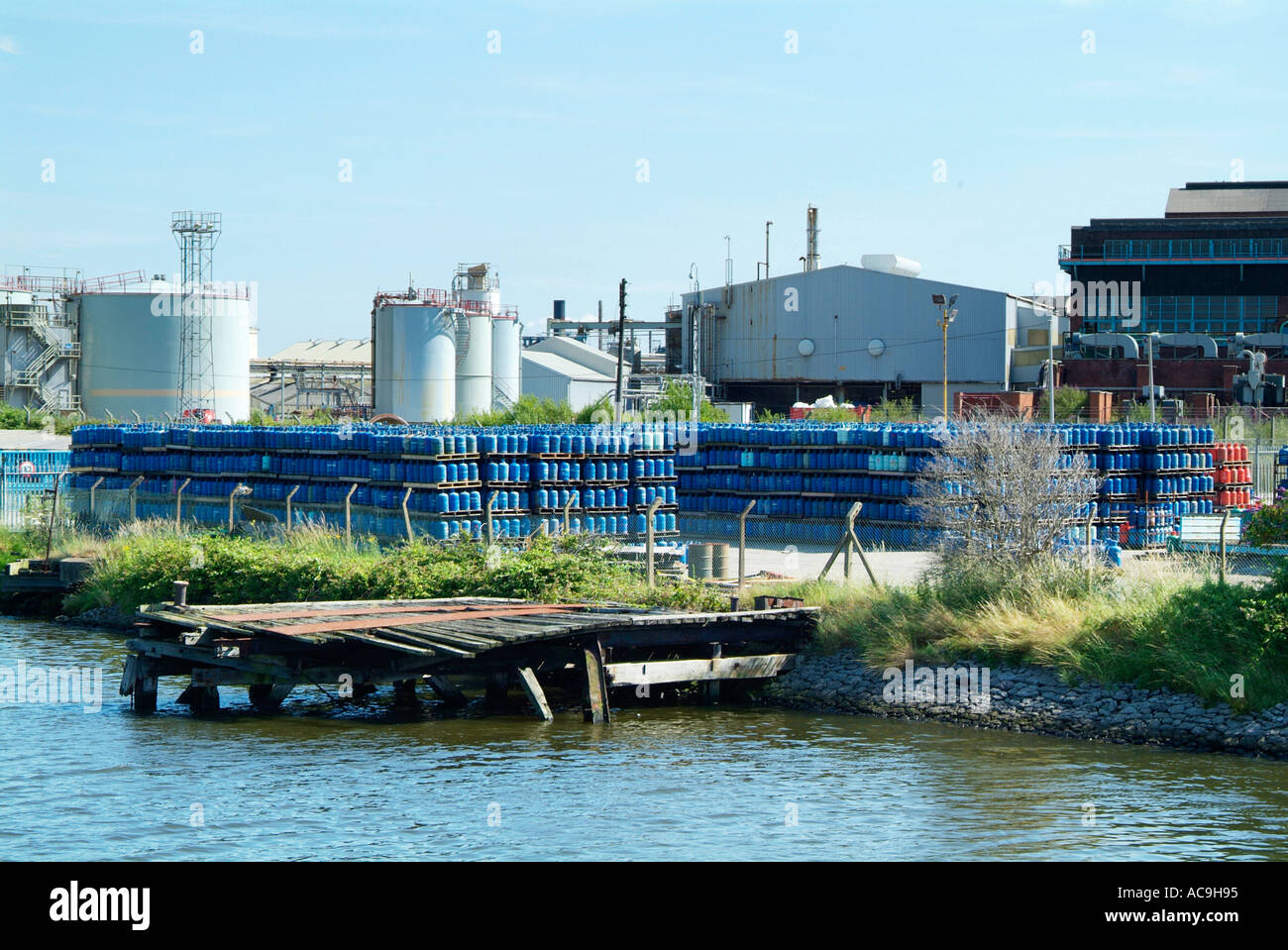 calor gas bottles Chemical plants Manchester Lancashire North west Ship canal UK GB Europe Stock Photo