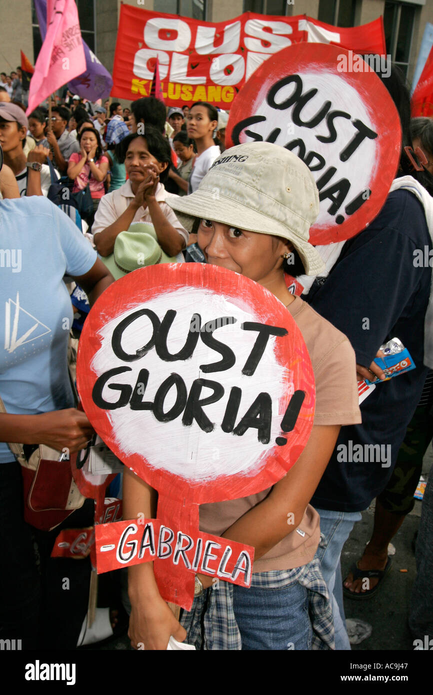 Political opposition placard, Manila, Philippines Stock Photo
