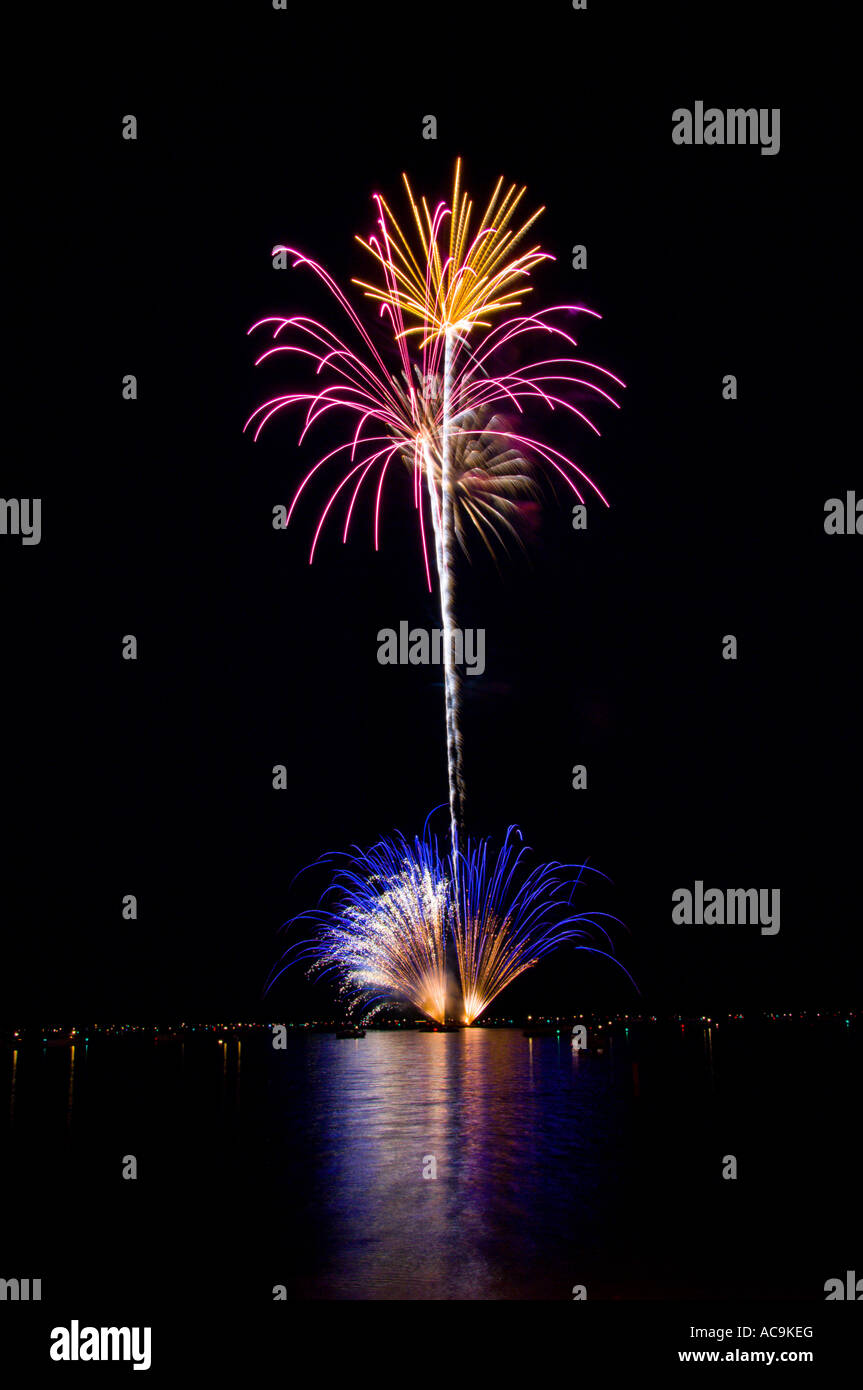 Fireworks on July 4th celebrations at Detroit Lakes Minnesota USA Stock