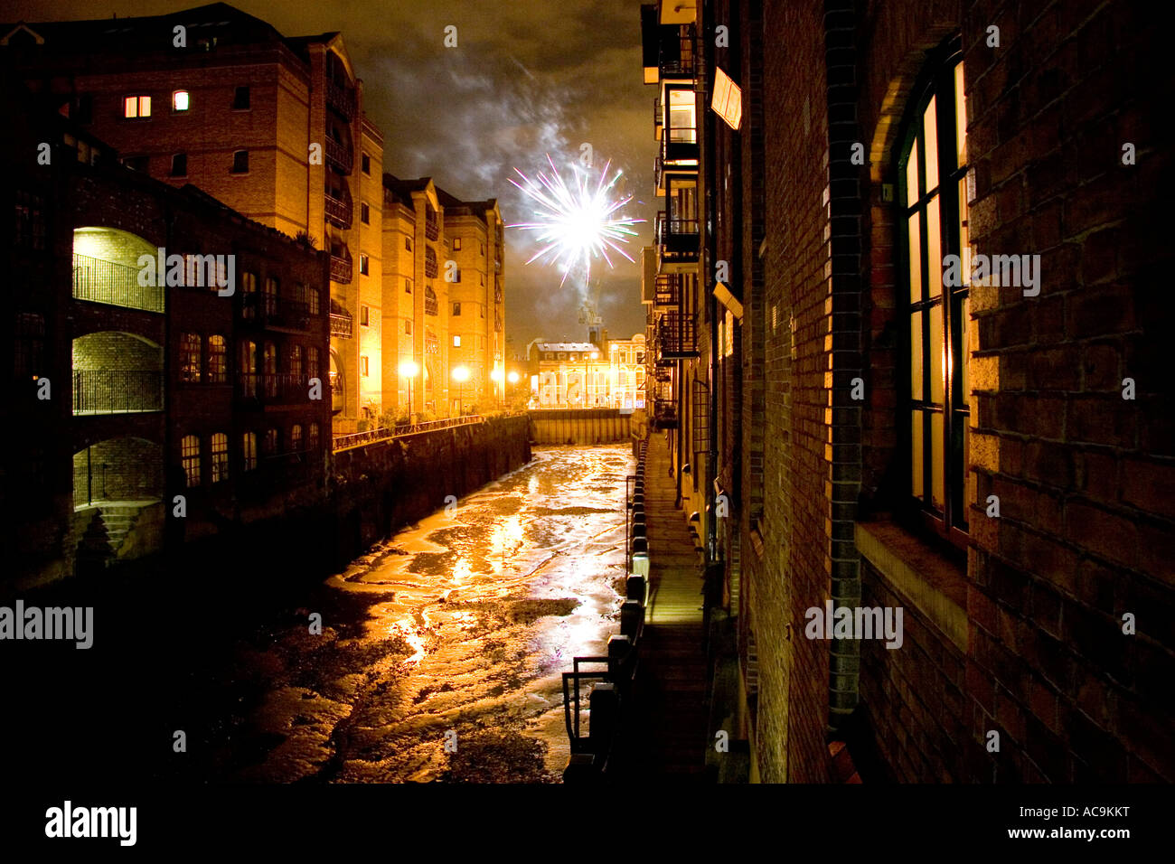 Diwali Fireworks, St Saviour's Dock, Shad Thames, London, UK Stock Photo