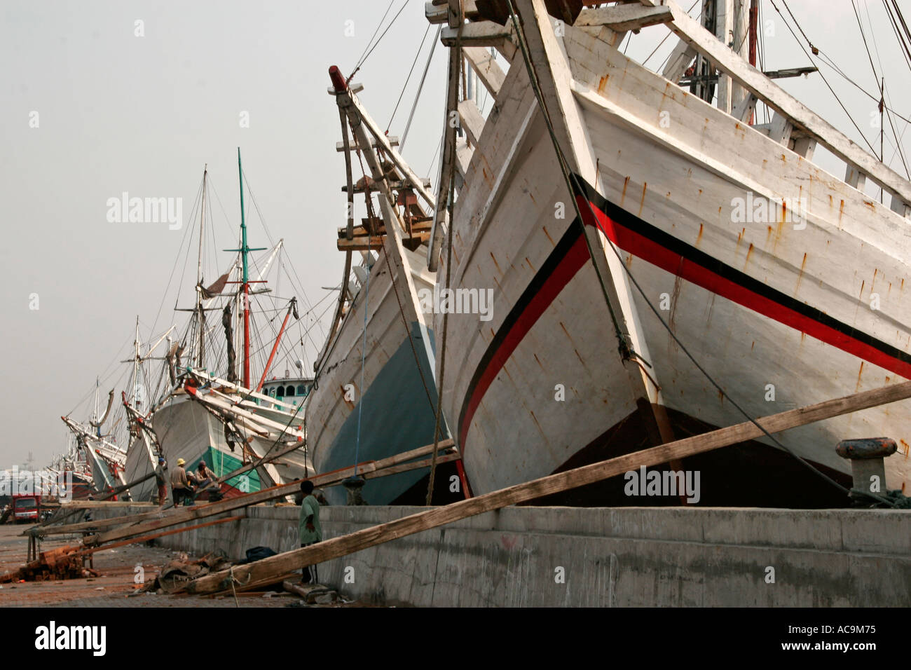 Boats at Sunda Kelapa Harbour Jakarta Stock Photo