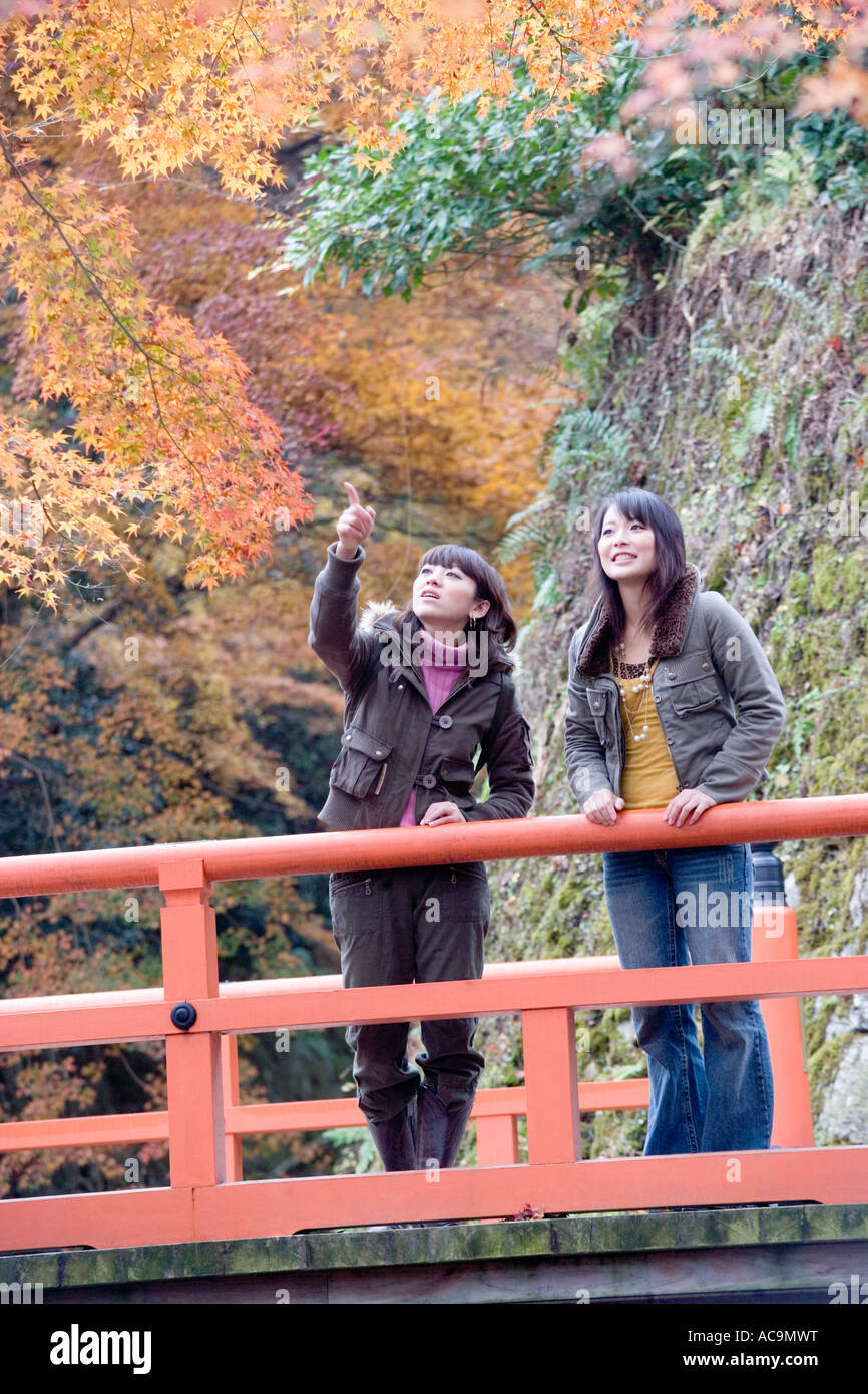 Two japanese women on bridge hi-res stock photography and images - Alamy