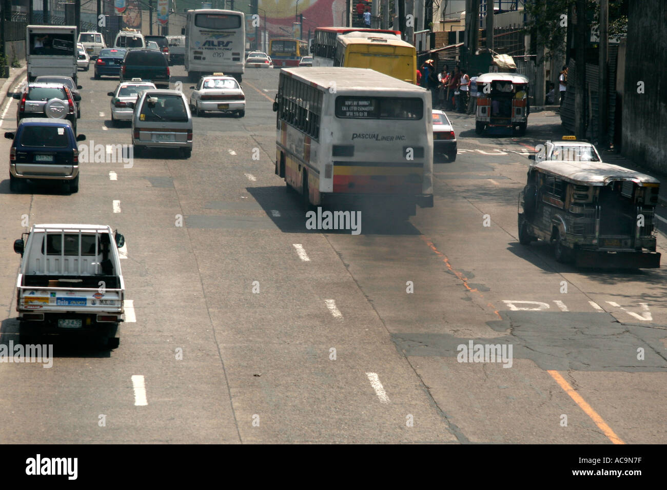 Traffic pollution on EDSA Manila Stock Photo