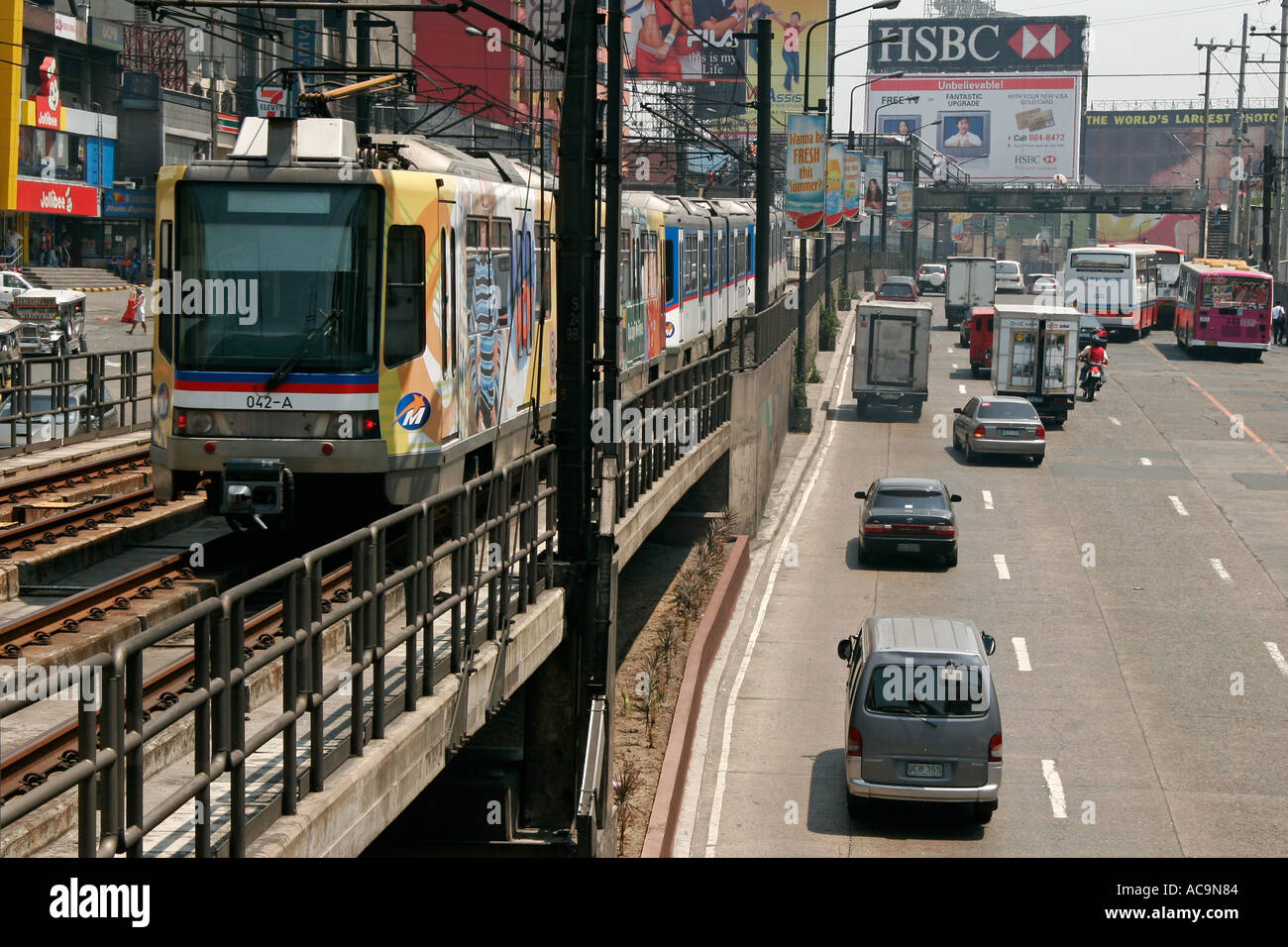 Mass transit on EDSA Manila Stock Photo