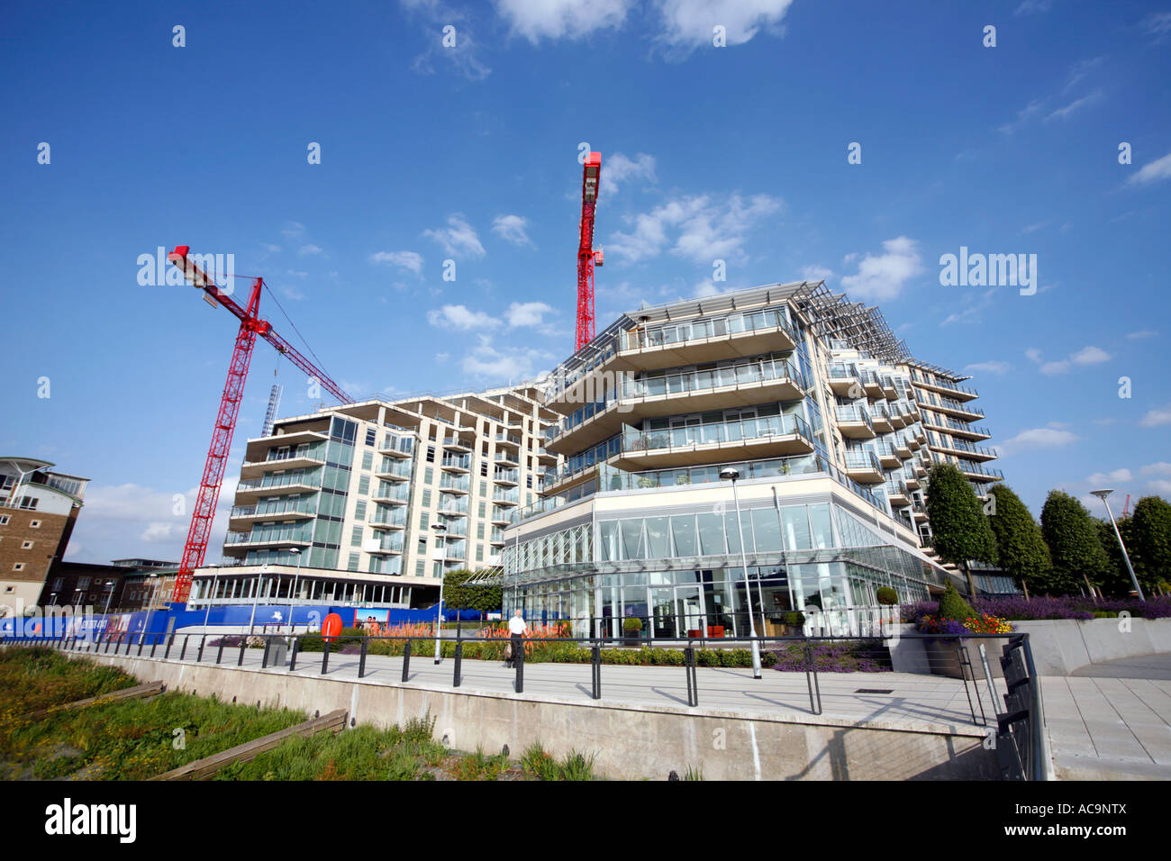 New Luxury Apartments under construction, Battersea Reach, London Stock