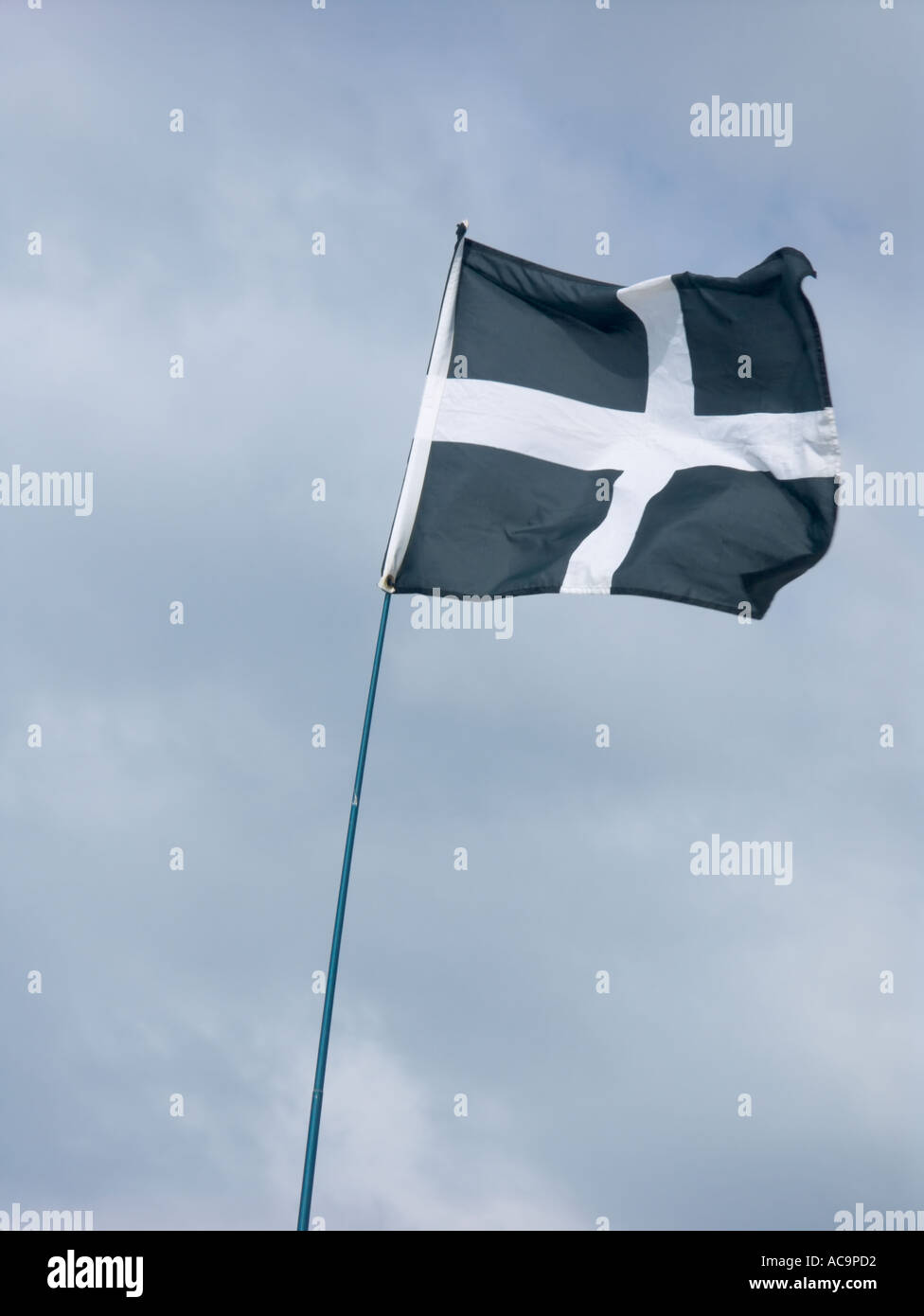 Flag of St Piran the national flag of Cornwall Stock Photo Alamy