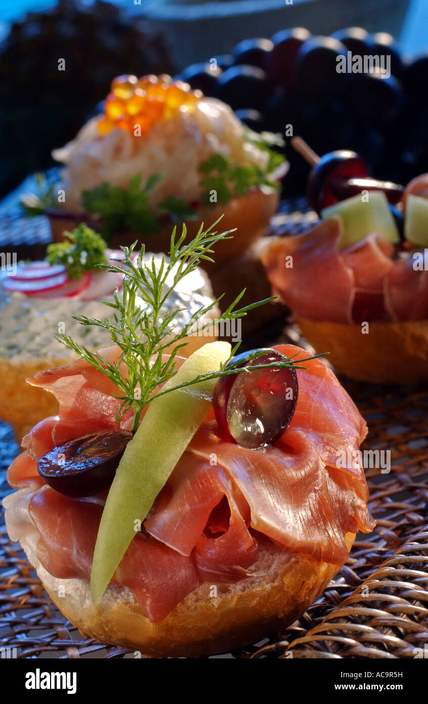 Parma ham and melon starter Stock Photo Alamy
