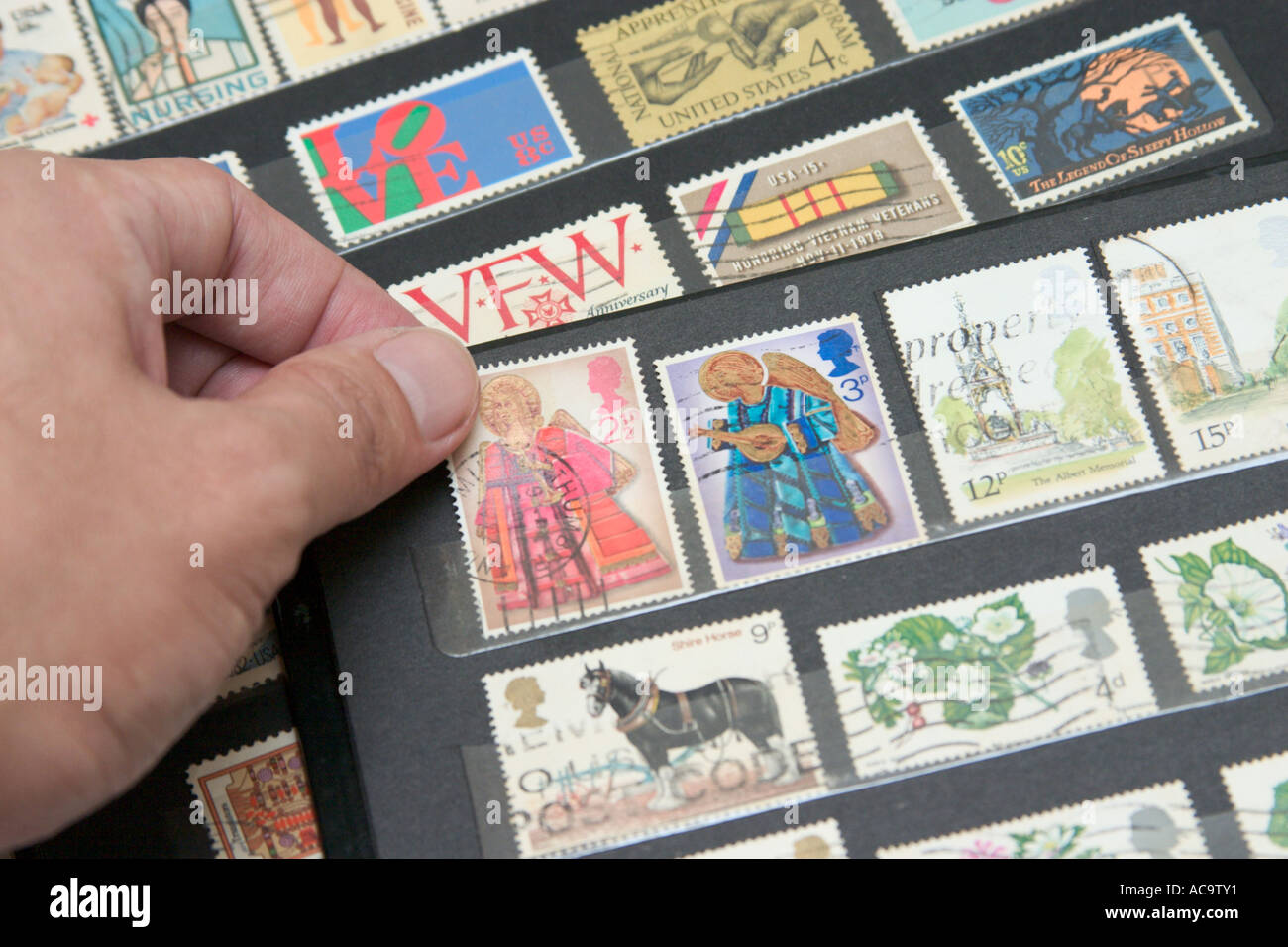 stamp collecting Stock Photo