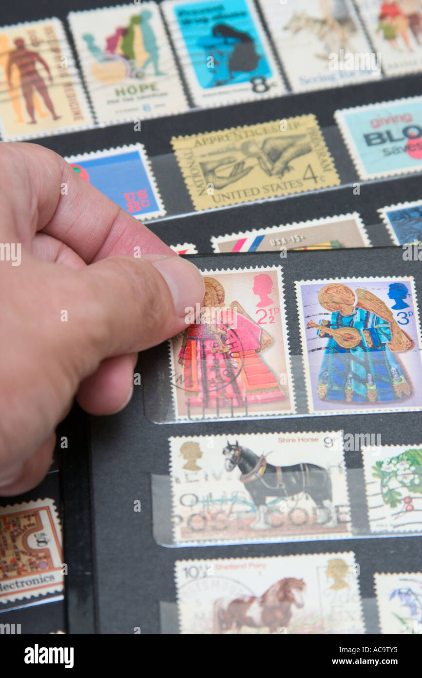 stamp collecting Stock Photo