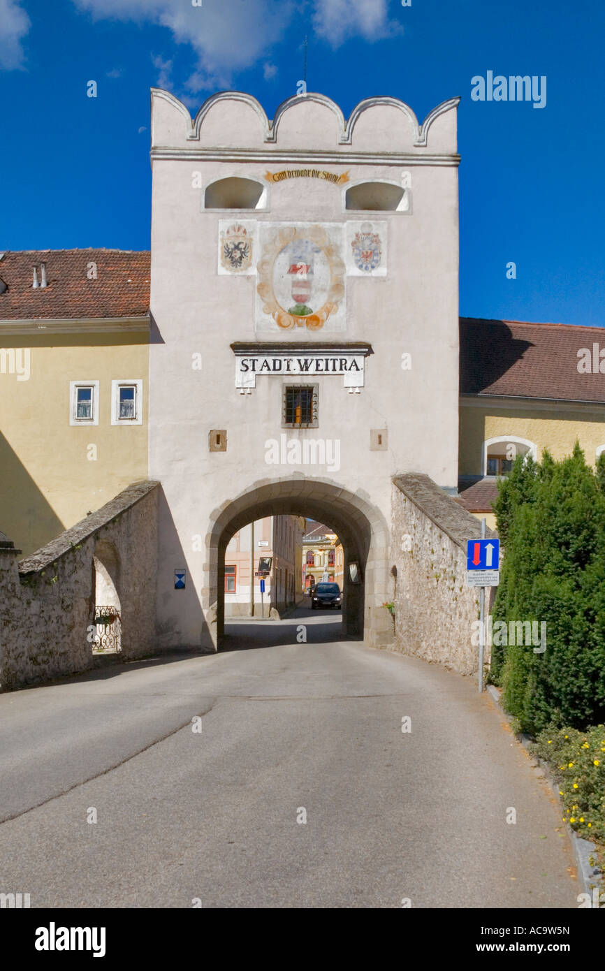 Town gate in Weitra, Waldviertel Region, Lower Austria, Austria Stock Photo