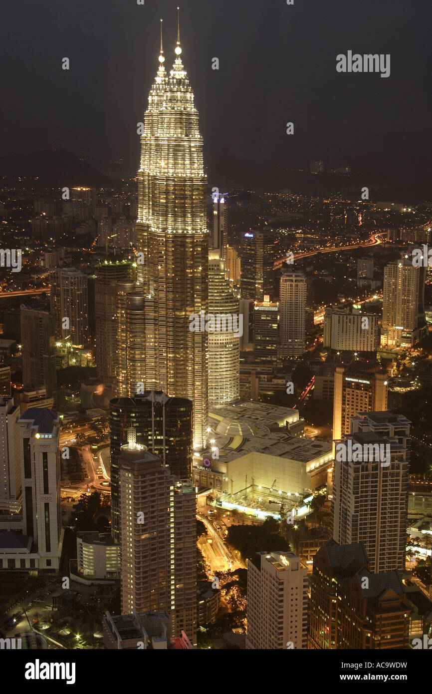 Skyline of Kuala Lumpur at night, Malaysia Stock Photo