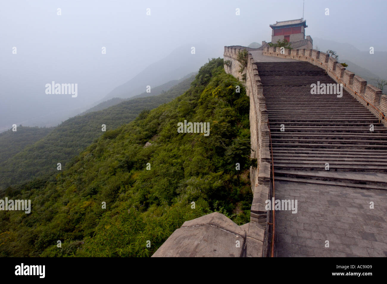 Steps on the Great Wall at Juyongguan Gate near Badaling, China. Stock Photo