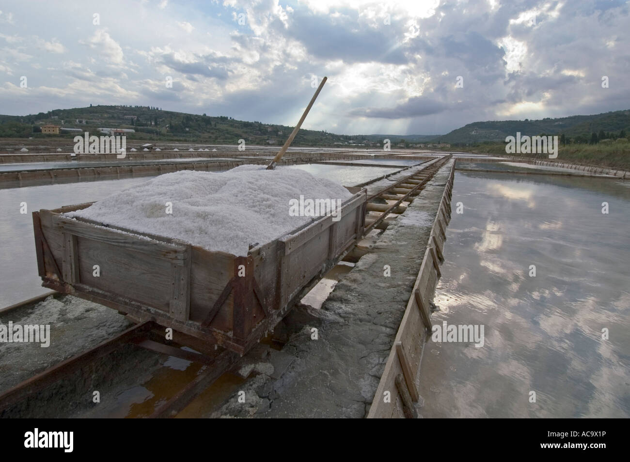 Health resort Strunjan neat Piran Istria Slovenia saline salt-mine at the adria coast Stock Photo