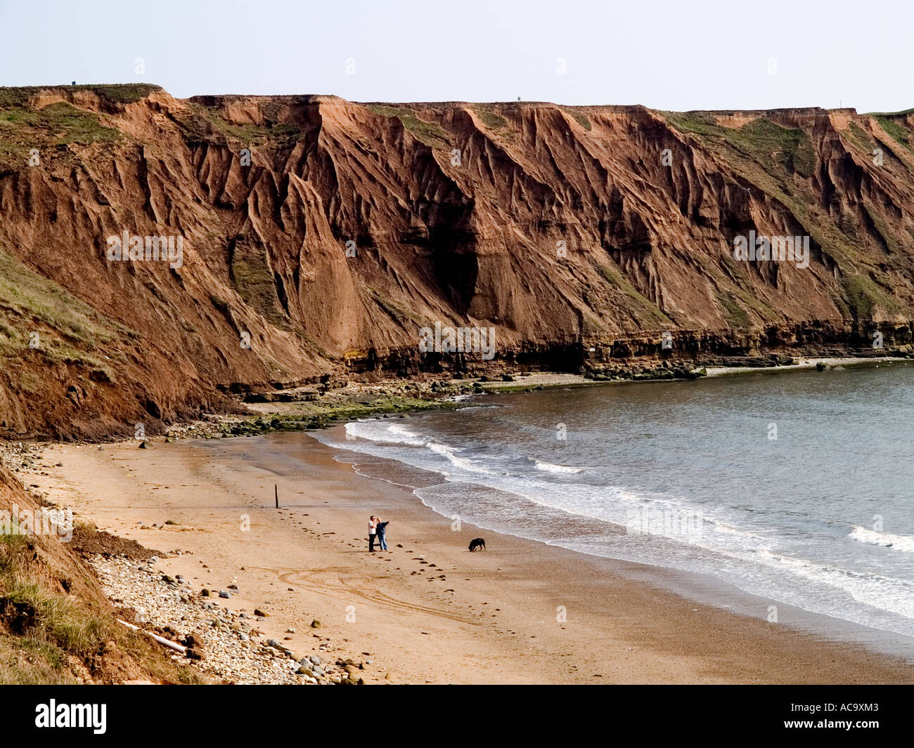 Eroded cliffs at Filey, North Yorkshire, UK Stock Photo