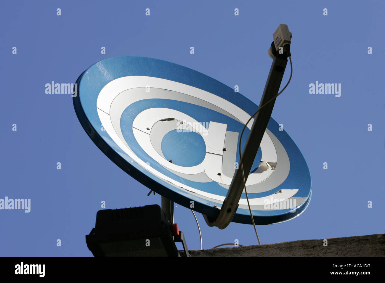 Satellite dish, painted with the at-sign Stock Photo