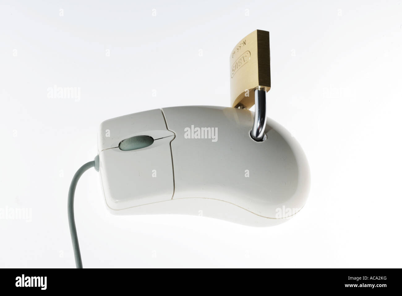 Symbolic photo, computer safety, Computer mouse with lock Stock Photo