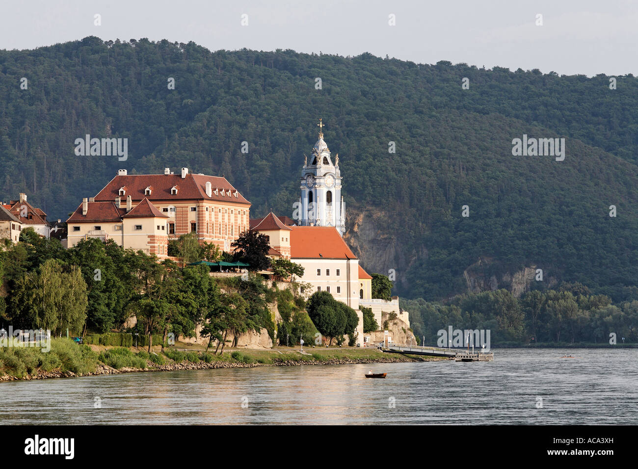 View of Duernstein and Danube, Wachau, Lower Austria, Austria Stock Photo