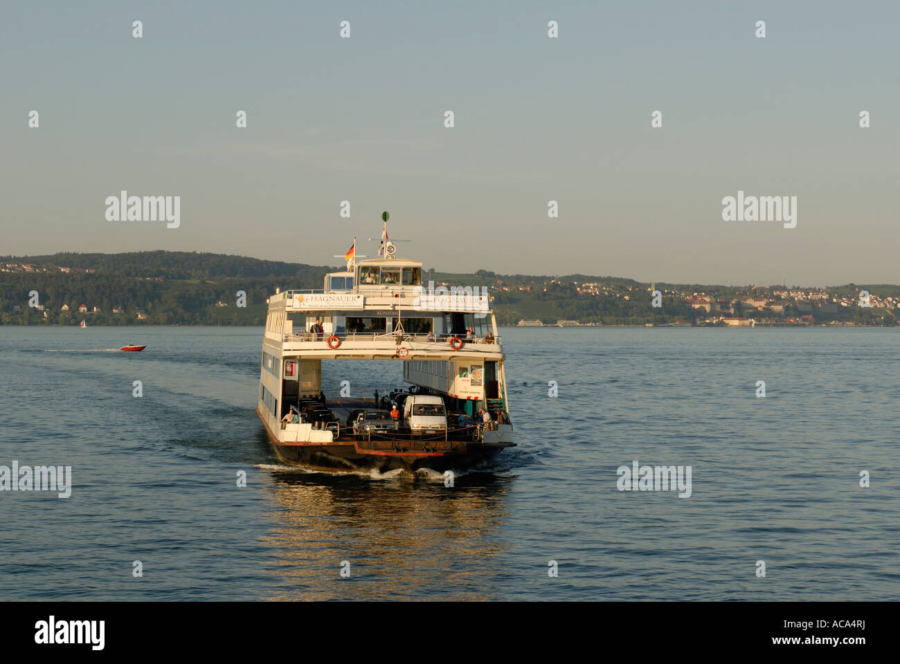 A ferry-boat on lake constance, Meersburg, Baden Wuerttemberg, Germany, Europe. Stock Photo