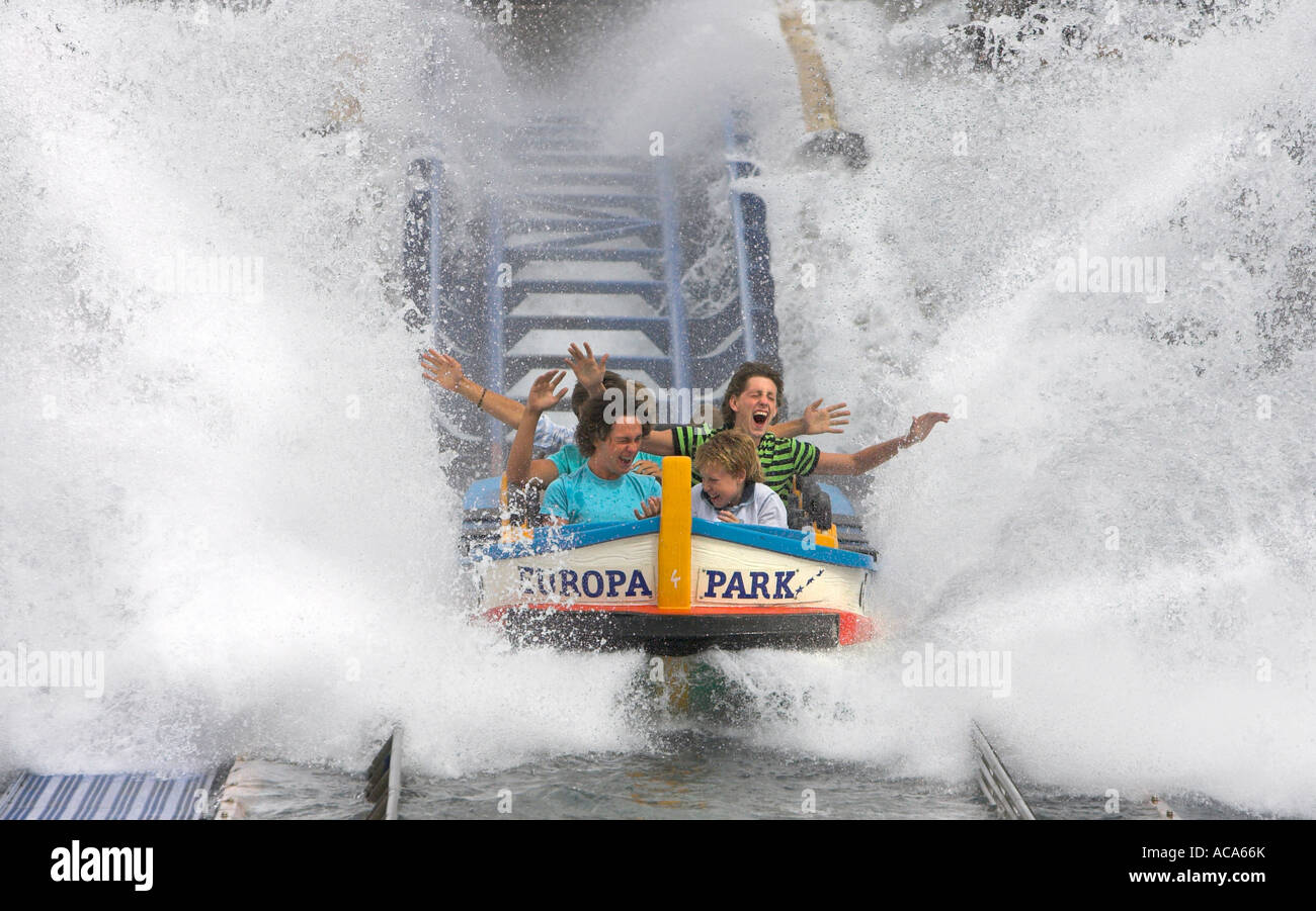 Water roller coaster poseidon, Europapark Rust, Bade-Wuerttemberg, Germany Stock Photo